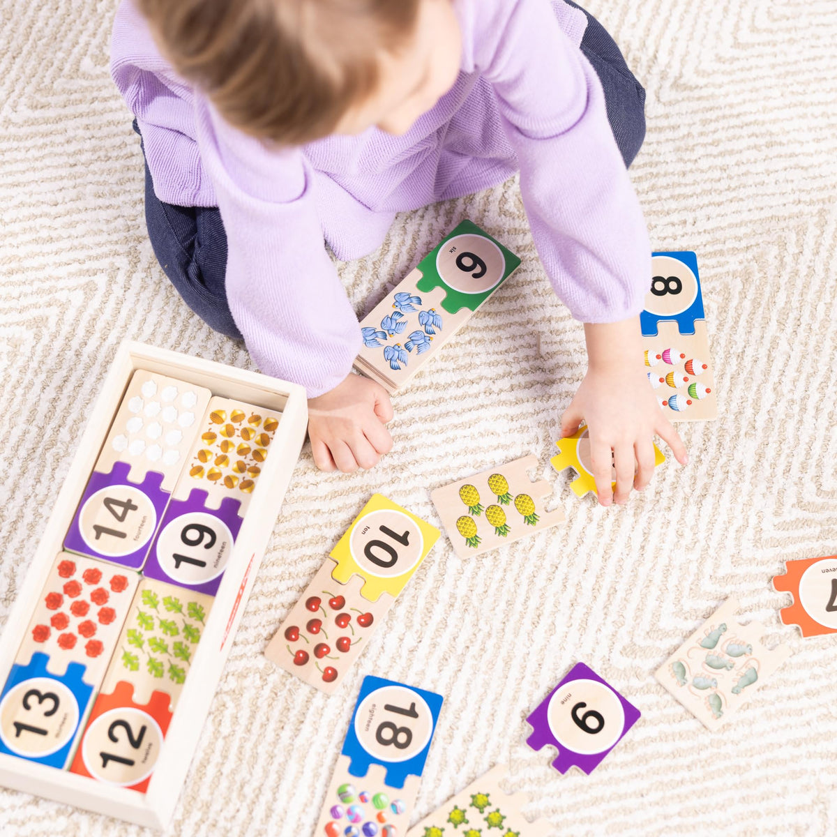 Melissa & Doug Self-Correcting Wooden Number Puzzles – 40 Pieces with Storage Box