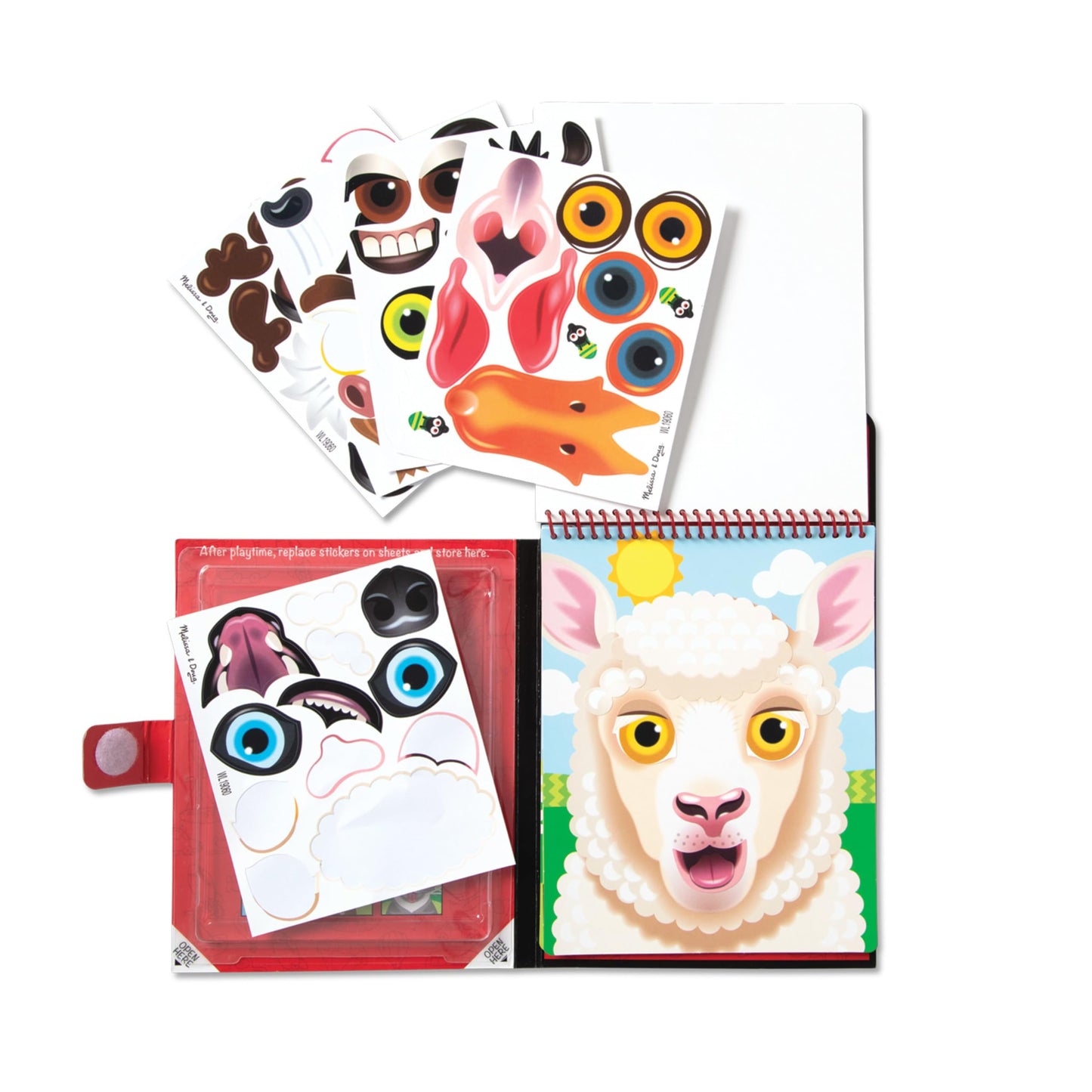 Melissa & Doug On the Go Make-a-Face Sticker Pad – Farm Animals (10 Scenes, 76 Cling Stickers)