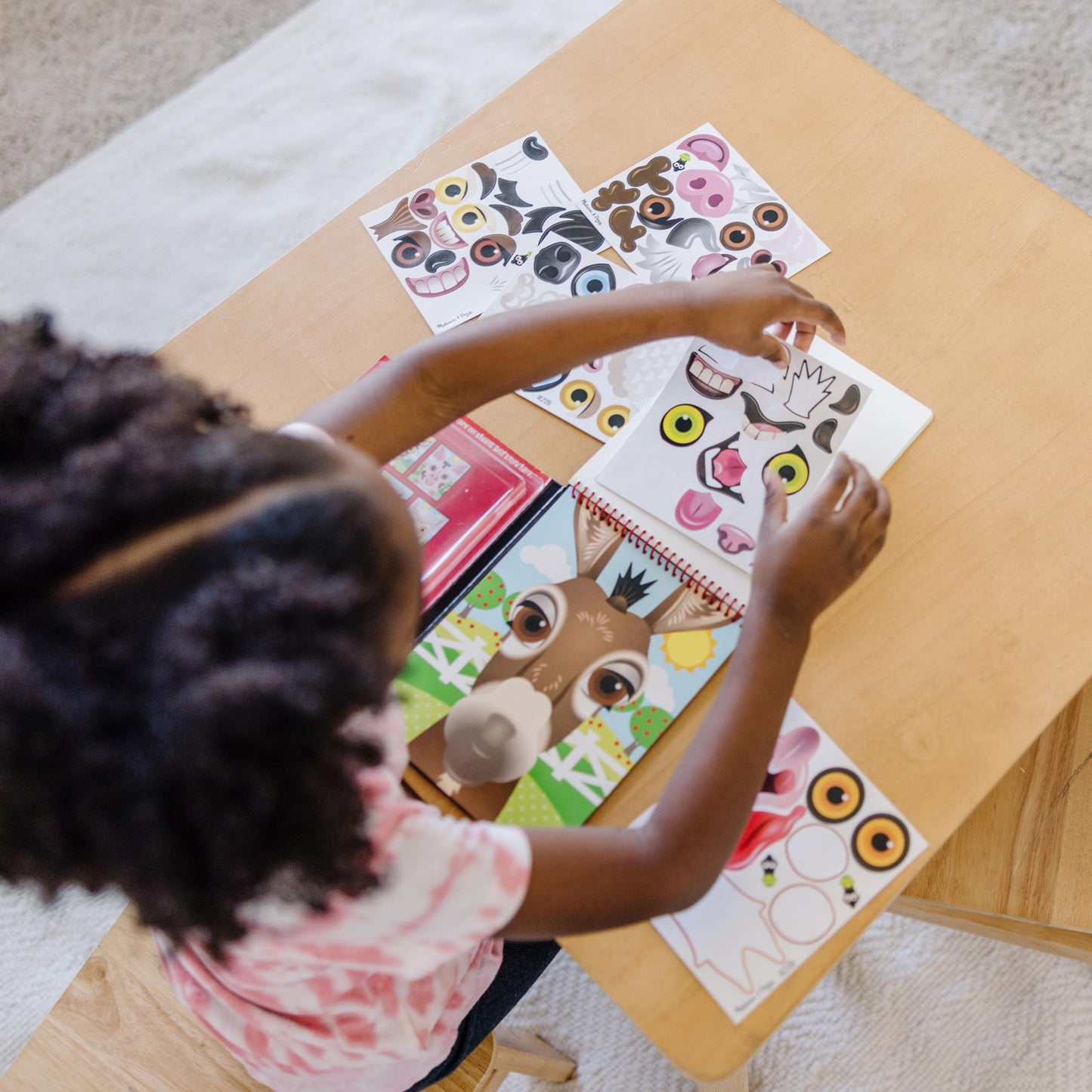 Melissa & Doug On the Go Make-a-Face Sticker Pad – Farm Animals (10 Scenes, 76 Cling Stickers)