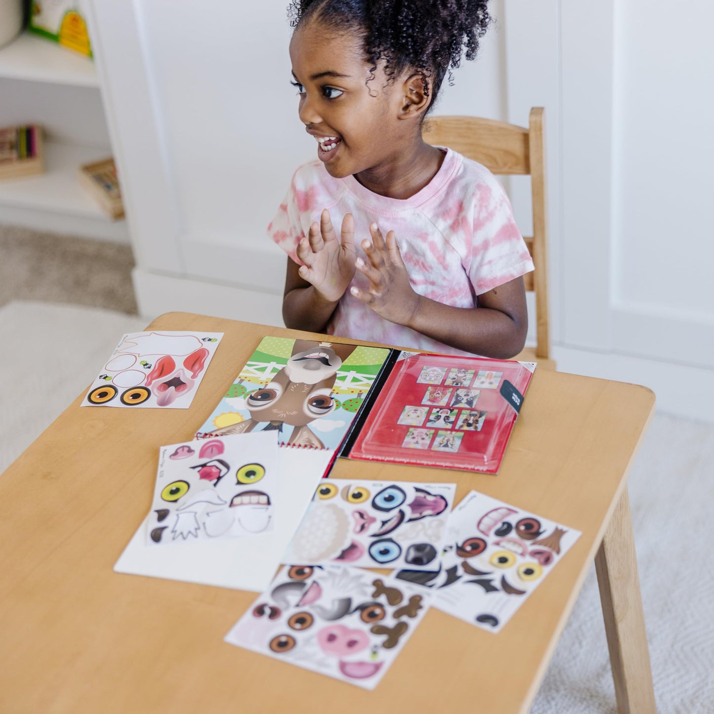Melissa & Doug On the Go Make-a-Face Sticker Pad – Farm Animals (10 Scenes, 76 Cling Stickers)