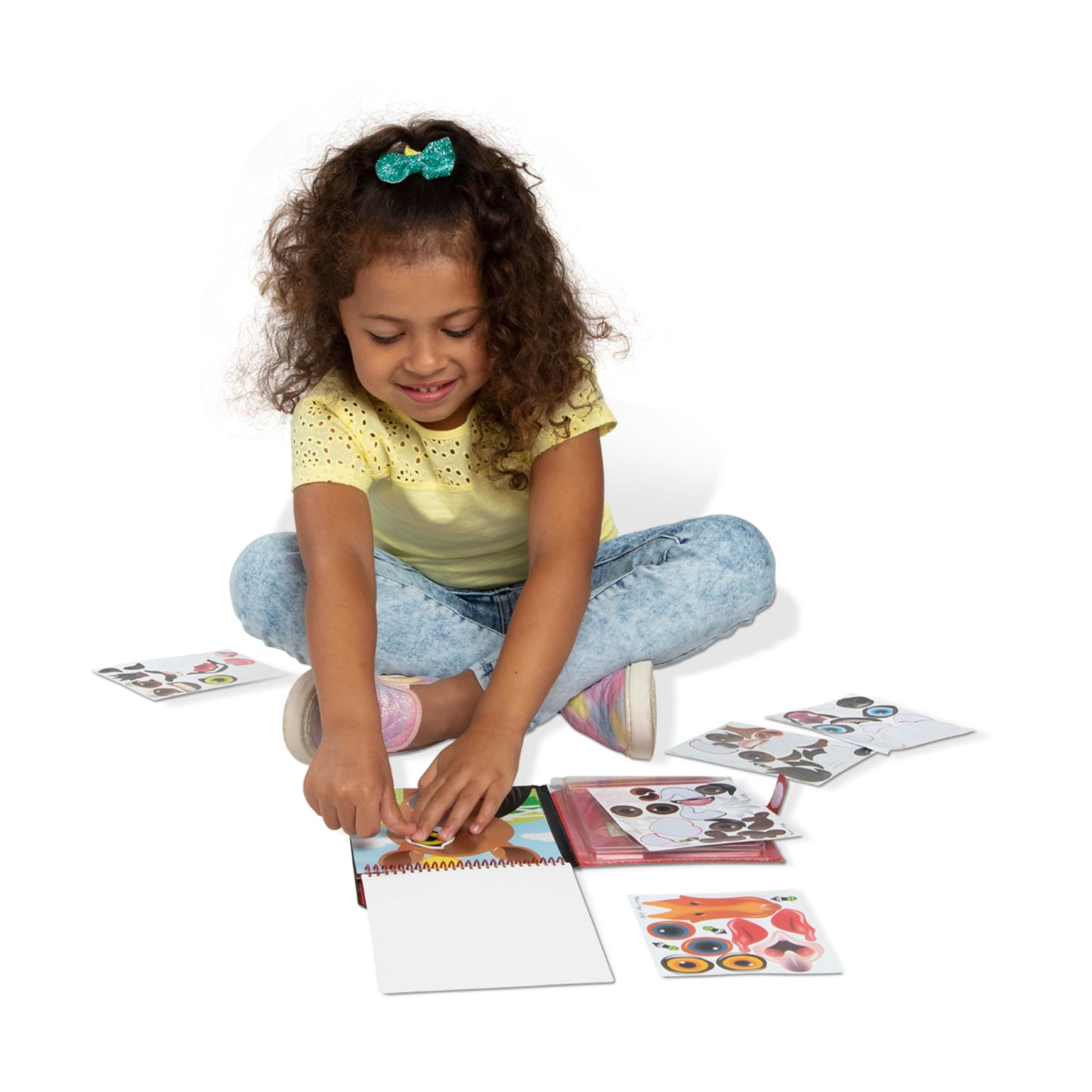 Melissa & Doug On the Go Make-a-Face Sticker Pad – Farm Animals (10 Scenes, 76 Cling Stickers)
