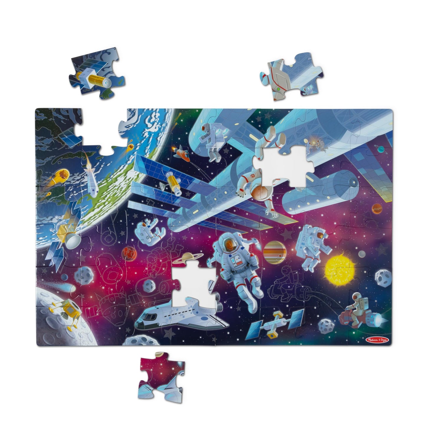Melissa & Doug Outer Space Glow-in-the-Dark Floor Puzzle – 48 Pieces, FSC-Certified