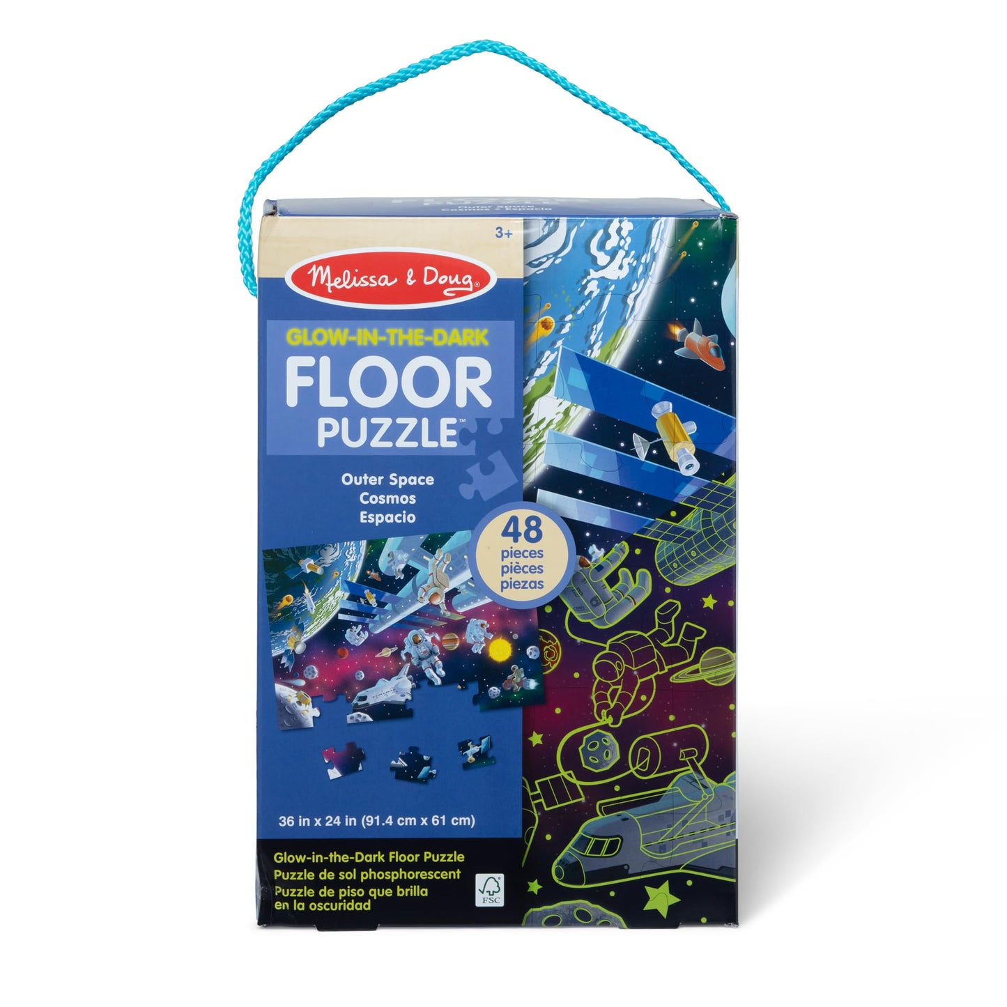 Melissa & Doug Outer Space Glow-in-the-Dark Floor Puzzle – 48 Pieces, FSC-Certified