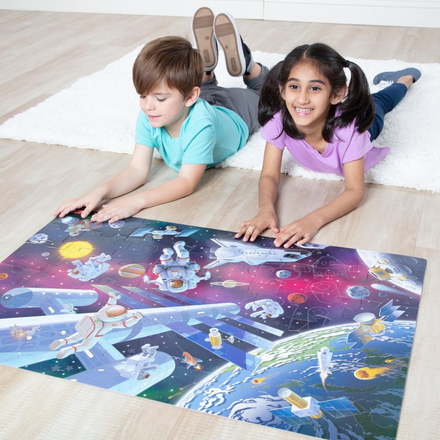 Melissa & Doug Outer Space Glow-in-the-Dark Floor Puzzle – 48 Pieces, FSC-Certified