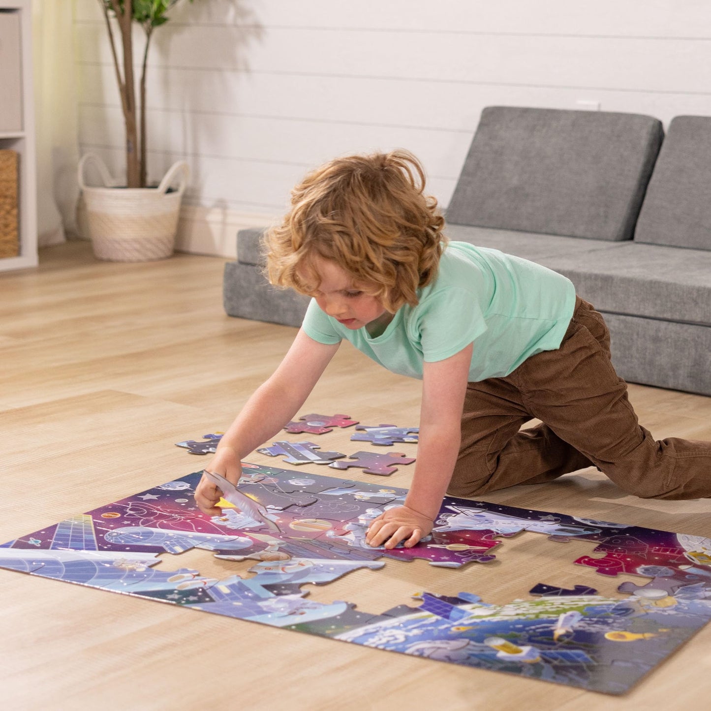 Melissa & Doug Outer Space Glow-in-the-Dark Floor Puzzle – 48 Pieces, FSC-Certified