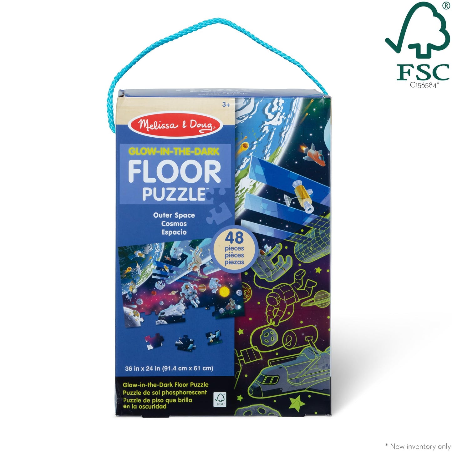 Melissa & Doug Outer Space Glow-in-the-Dark Floor Puzzle – 48 Pieces, FSC-Certified