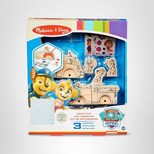 Melissa & Doug PAW Patrol Wooden Vehicles Craft Kit – Decorate 3 Vehicles & 3 Figures