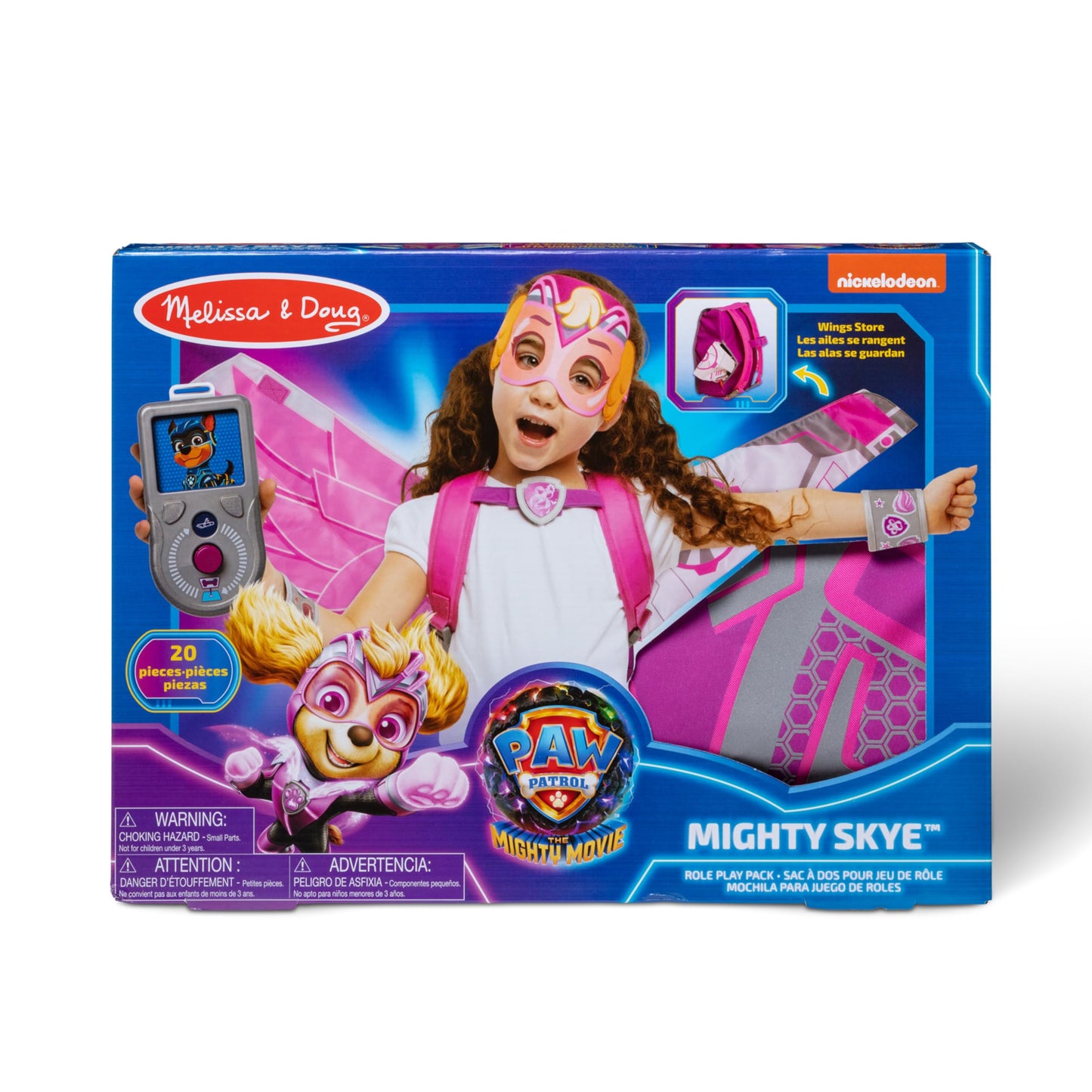 Melissa & Doug PAW Patrol Mighty Skye Role Play Pack with Wings – Pink & Silver (Ages 3+)