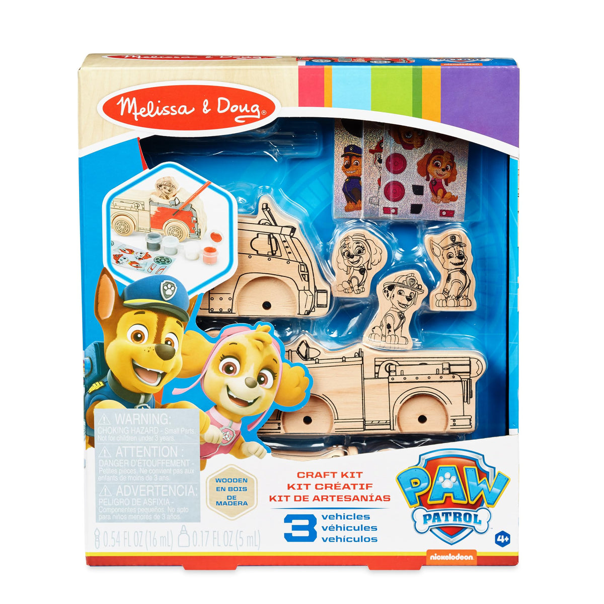 Melissa & Doug PAW Patrol Wooden Vehicles Craft Kit – Decorate 3 Vehicles & 3 Figures