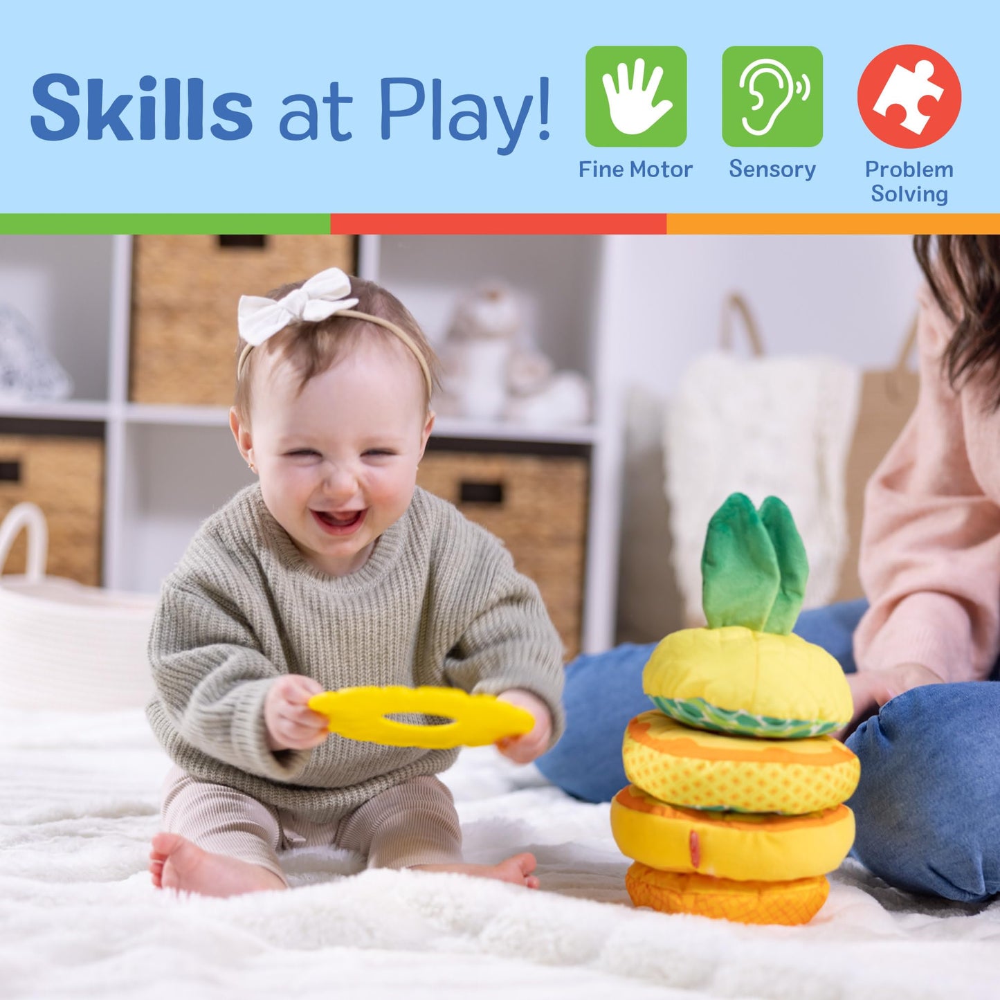 Melissa & Doug Pineapple Soft Stacker – Multi-Sensory Infant Toy for Textures & Stacking