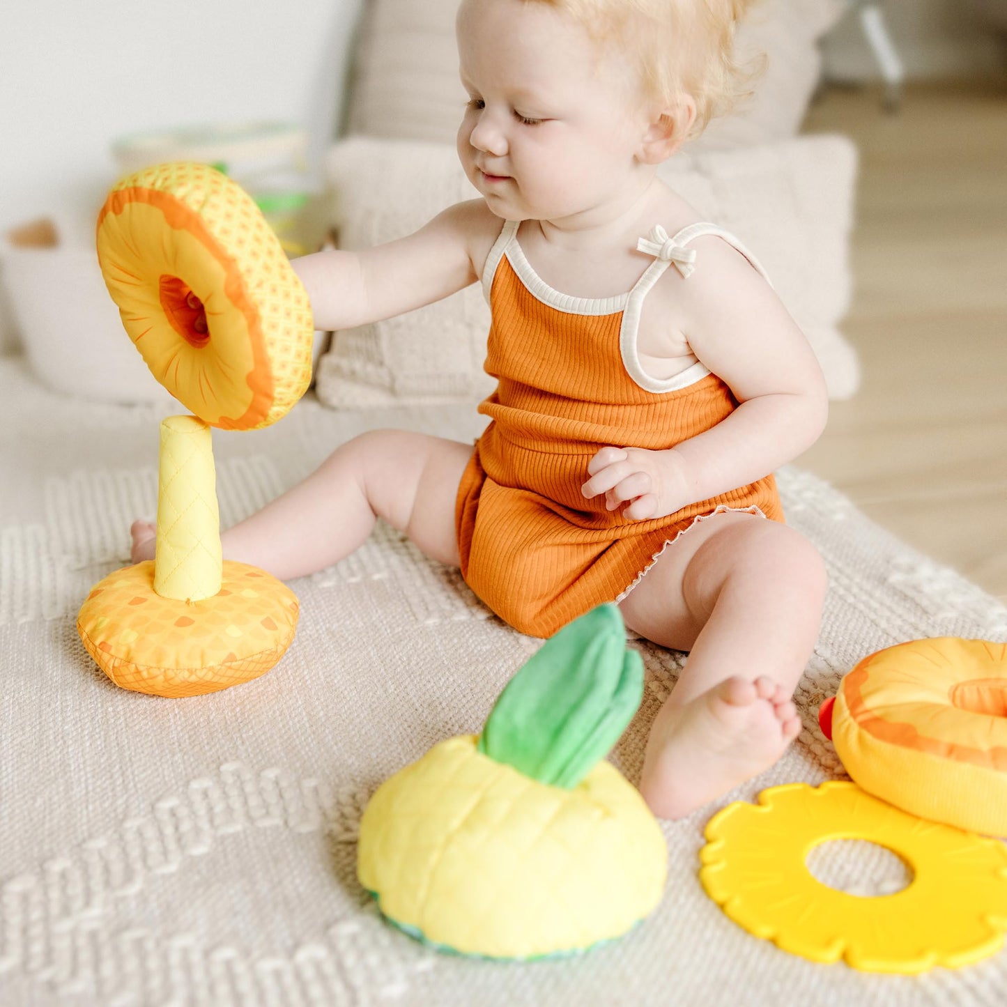 Melissa & Doug Pineapple Soft Stacker – Multi-Sensory Infant Toy for Textures & Stacking