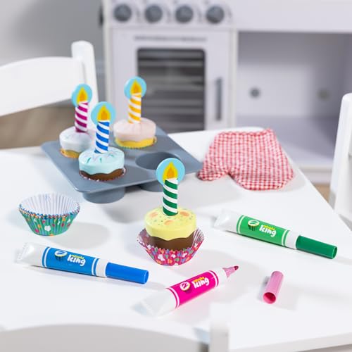 Melissa & Doug Bake & Decorate Cupcakes Kit – Wooden Cupcake Set with Toppings