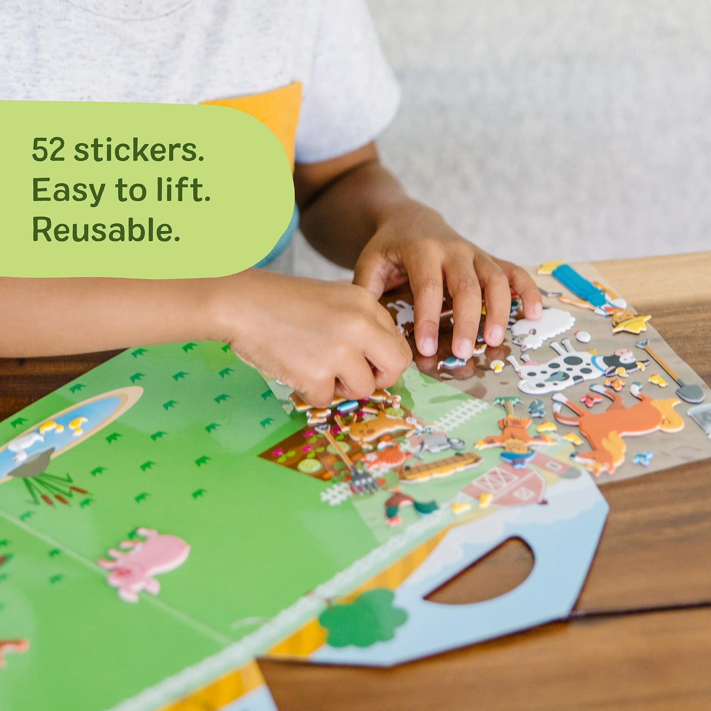 Melissa & Doug Puffy Sticker Play Set – On The Farm, 52 Reusable Farm Stickers with Fold-Out Scenes | FSC Certified