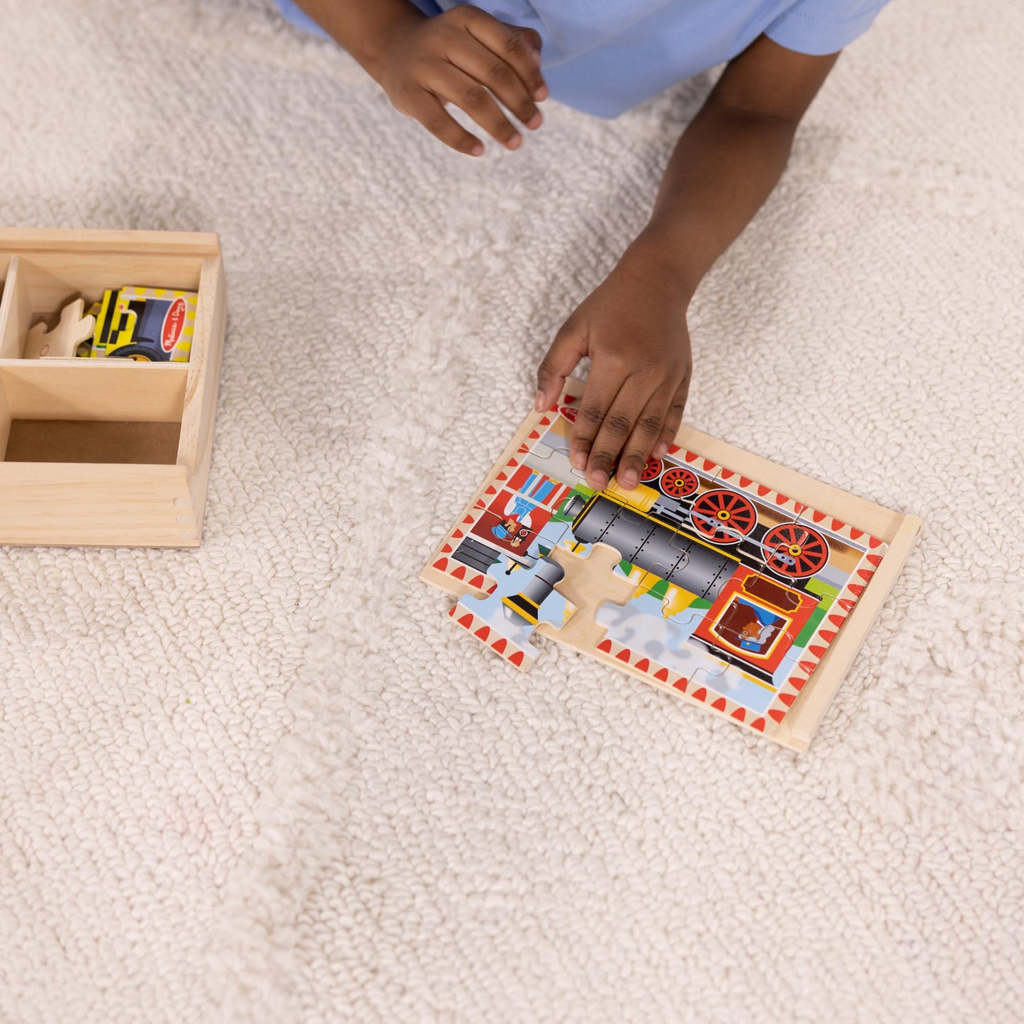 Melissa & Doug 4-in-1 Wooden Vehicle Puzzle Set – 48 Pieces, FSC Certified, Storage Box, Ages 3+