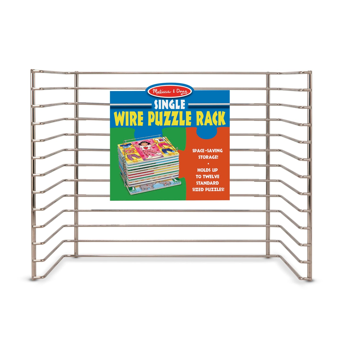 Melissa & Doug Puzzle Storage Rack – Wire Rack Holds 12 Puzzles