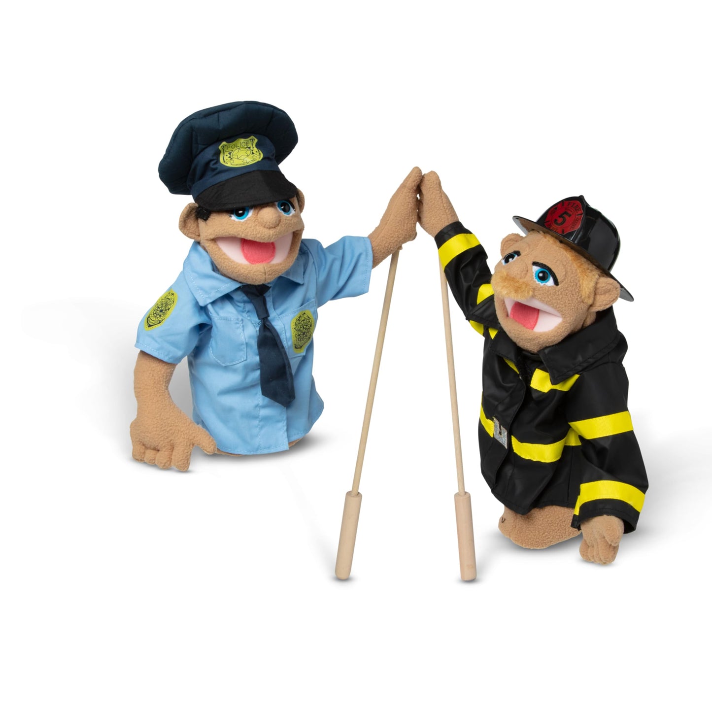 Melissa & Doug Rescue Puppet Set – Police Officer & Firefighter Puppets for Imaginative Pretend Play