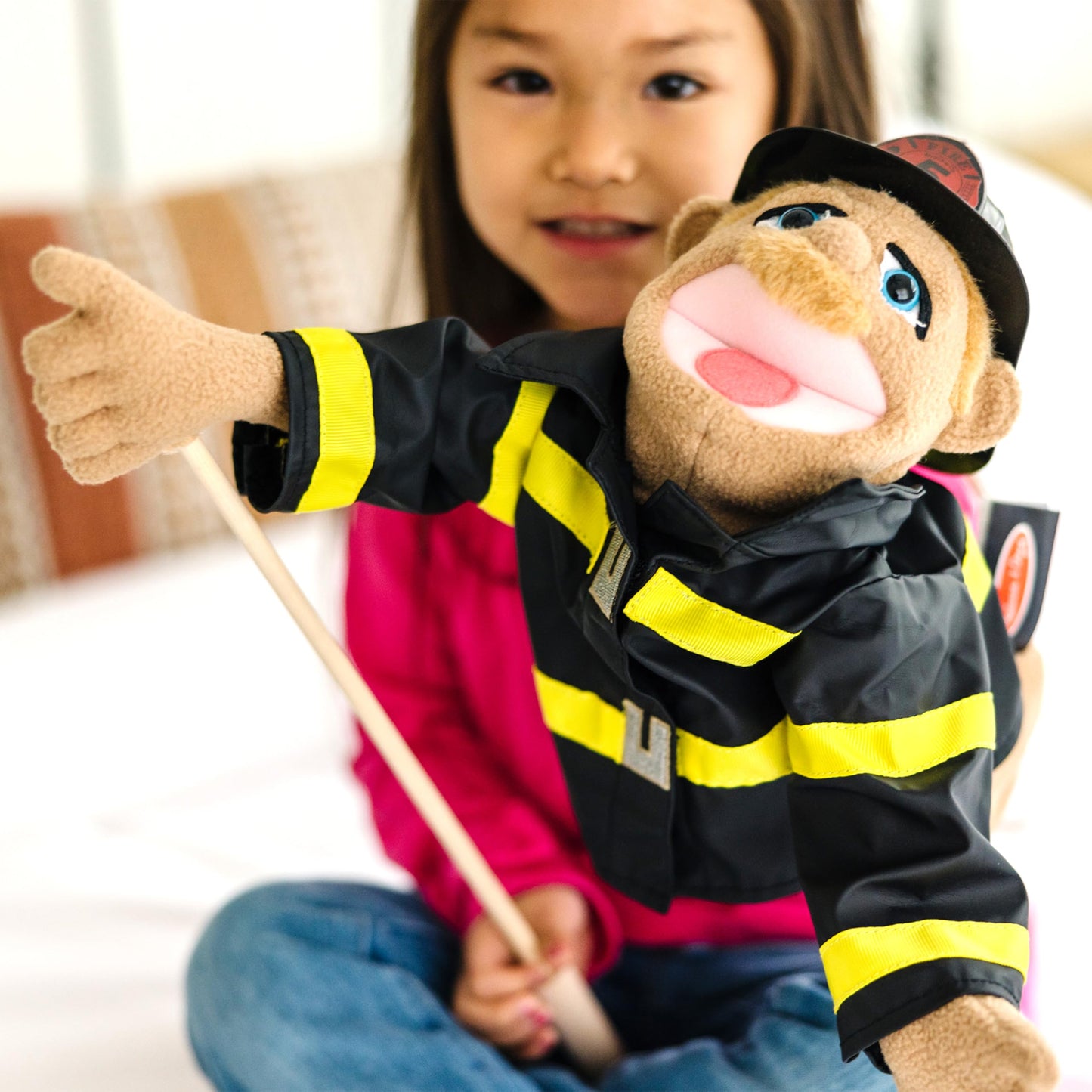 Melissa & Doug Rescue Puppet Set – Police Officer & Firefighter Puppets for Imaginative Pretend Play