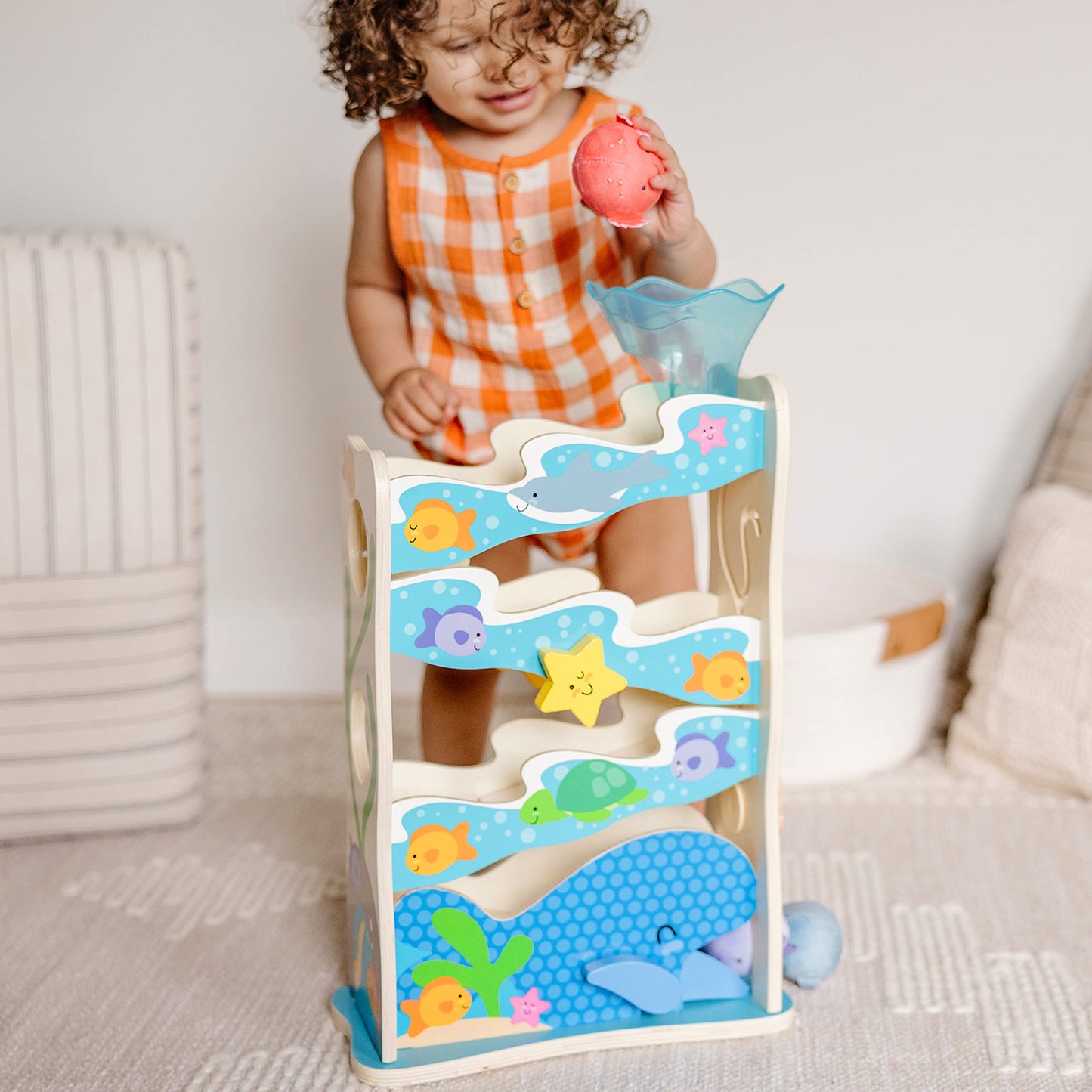 Melissa & Doug Rollables Ocean Slide – Wooden Ball Drop Toy for 12m+