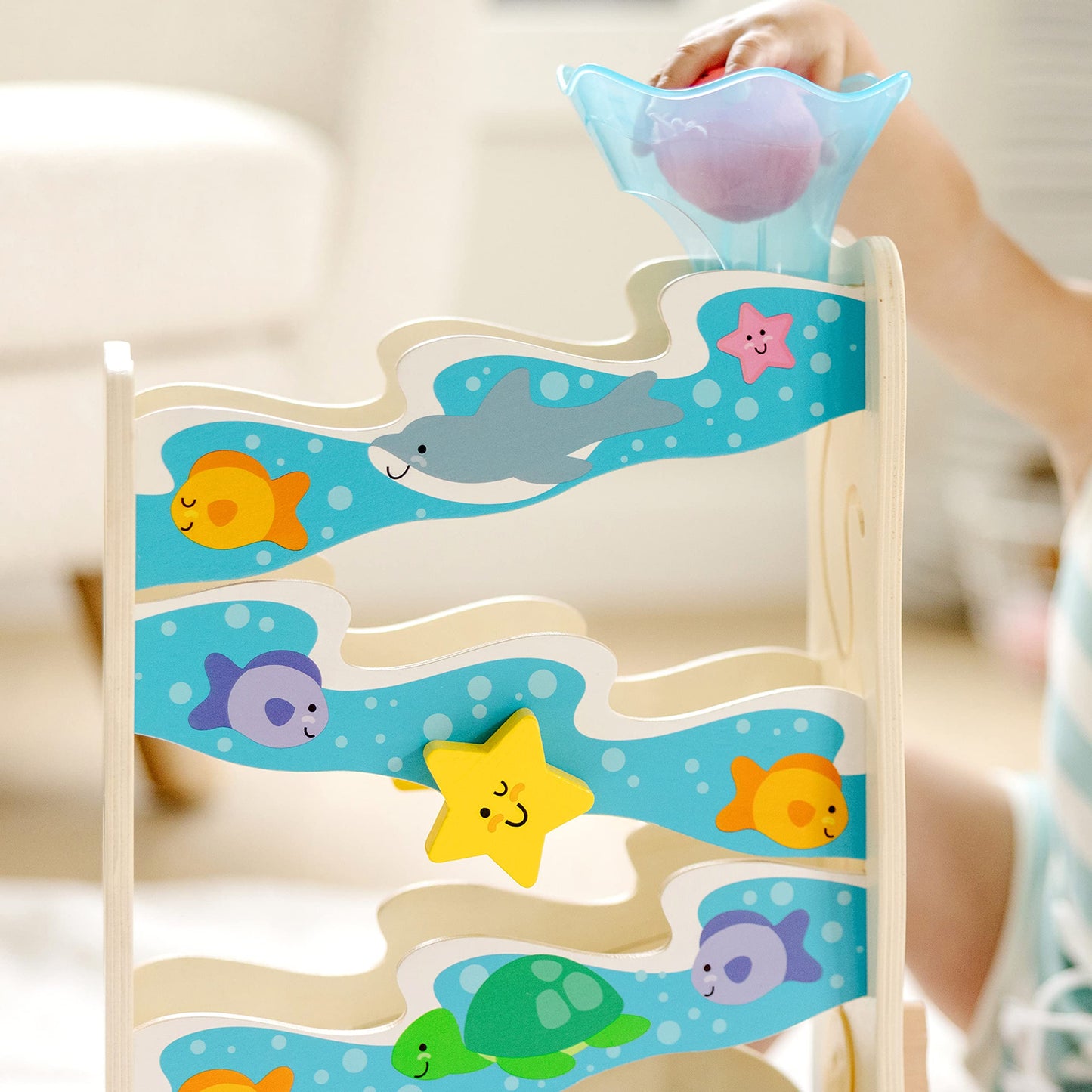 Melissa & Doug Rollables Ocean Slide – Wooden Ball Drop Toy for 12m+