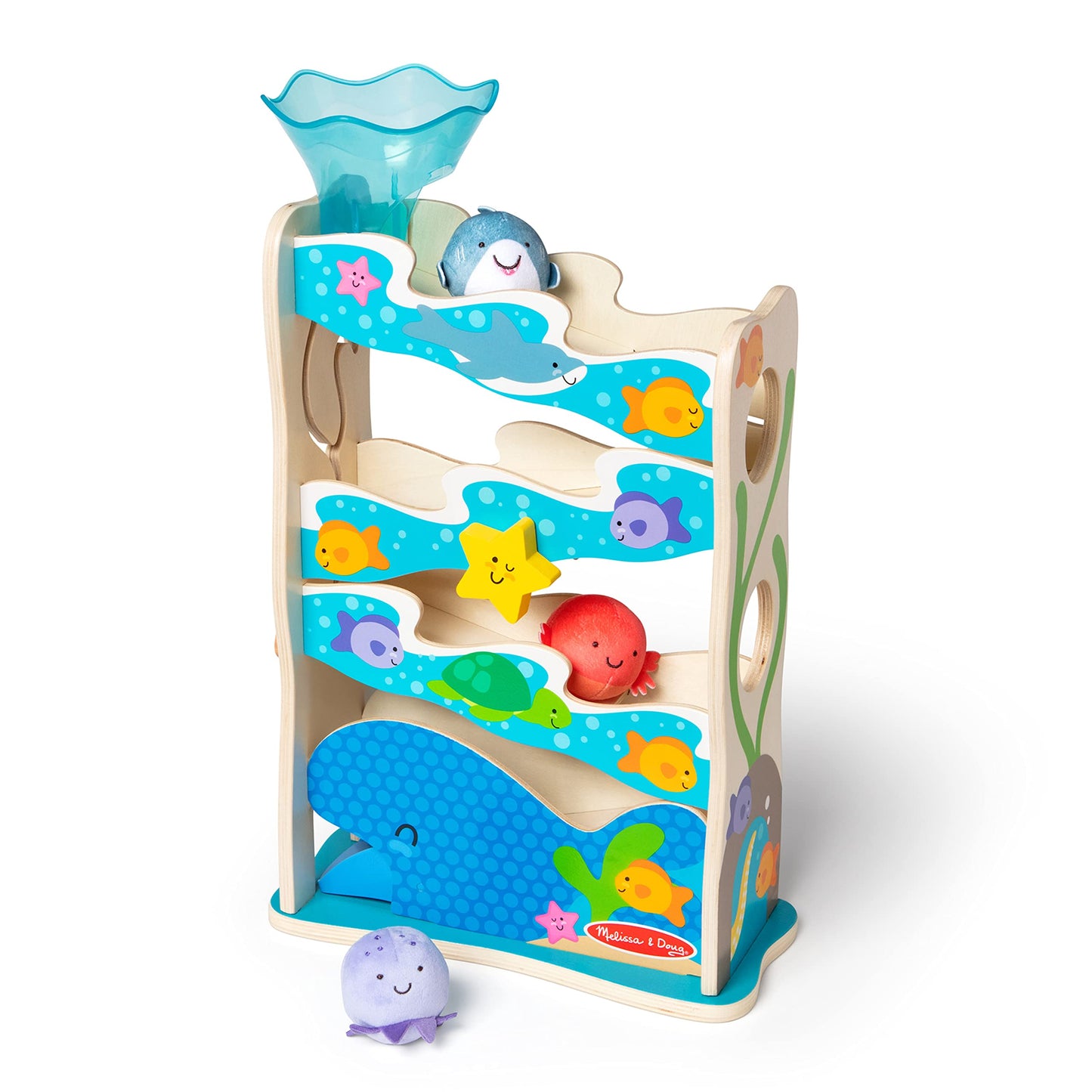 Melissa & Doug Rollables Ocean Slide – Wooden Ball Drop Toy for 12m+