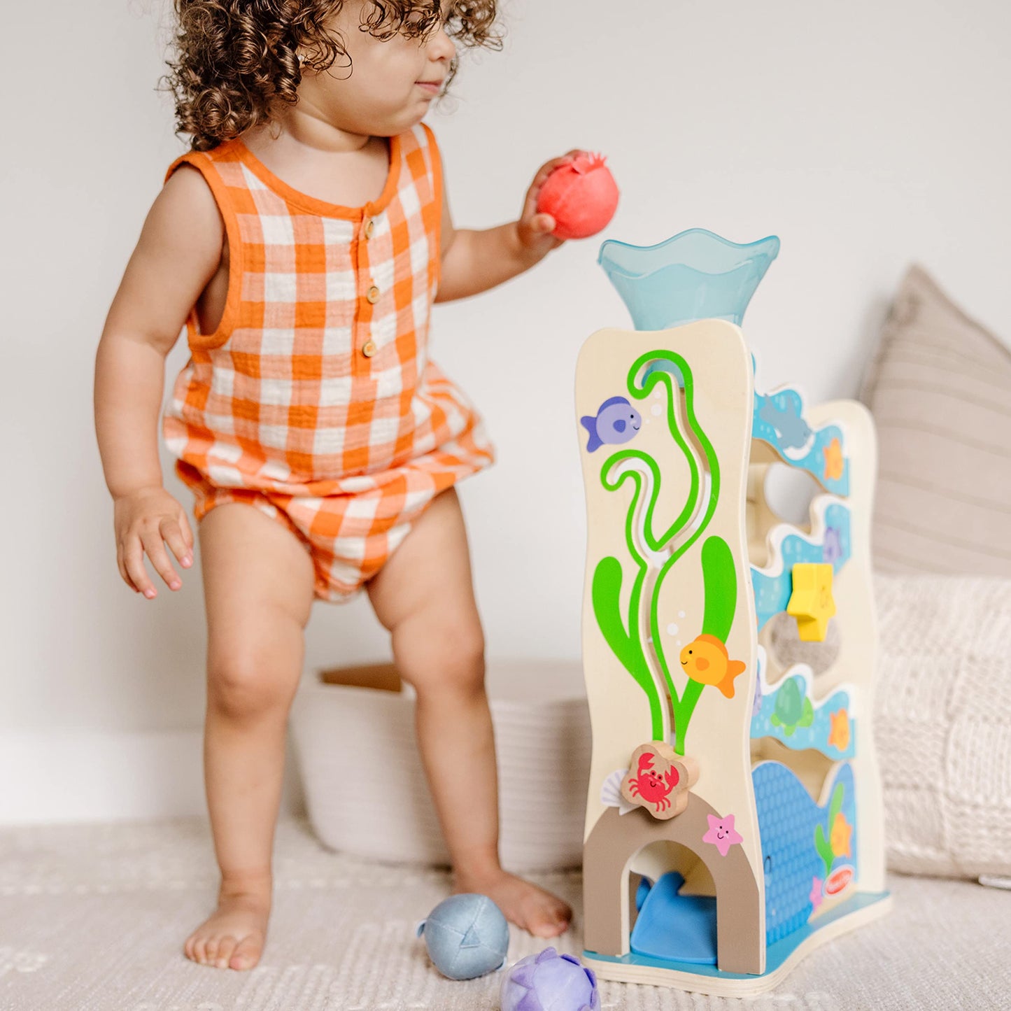 Melissa & Doug Rollables Ocean Slide – Wooden Ball Drop Toy for 12m+