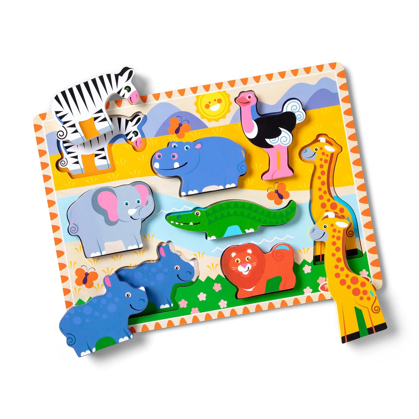 Melissa & Doug Safari Wooden Chunky Puzzle (8 pcs) – Screen-Free Educational Toy for Toddlers & Kids 2+
