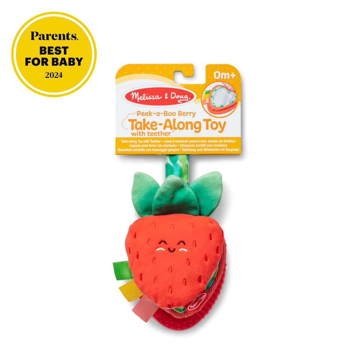 Melissa & Doug Peek-a-Boo Berry Take-Along Toy with Teether | Clip-On Stroller Toy for Babies 12m+