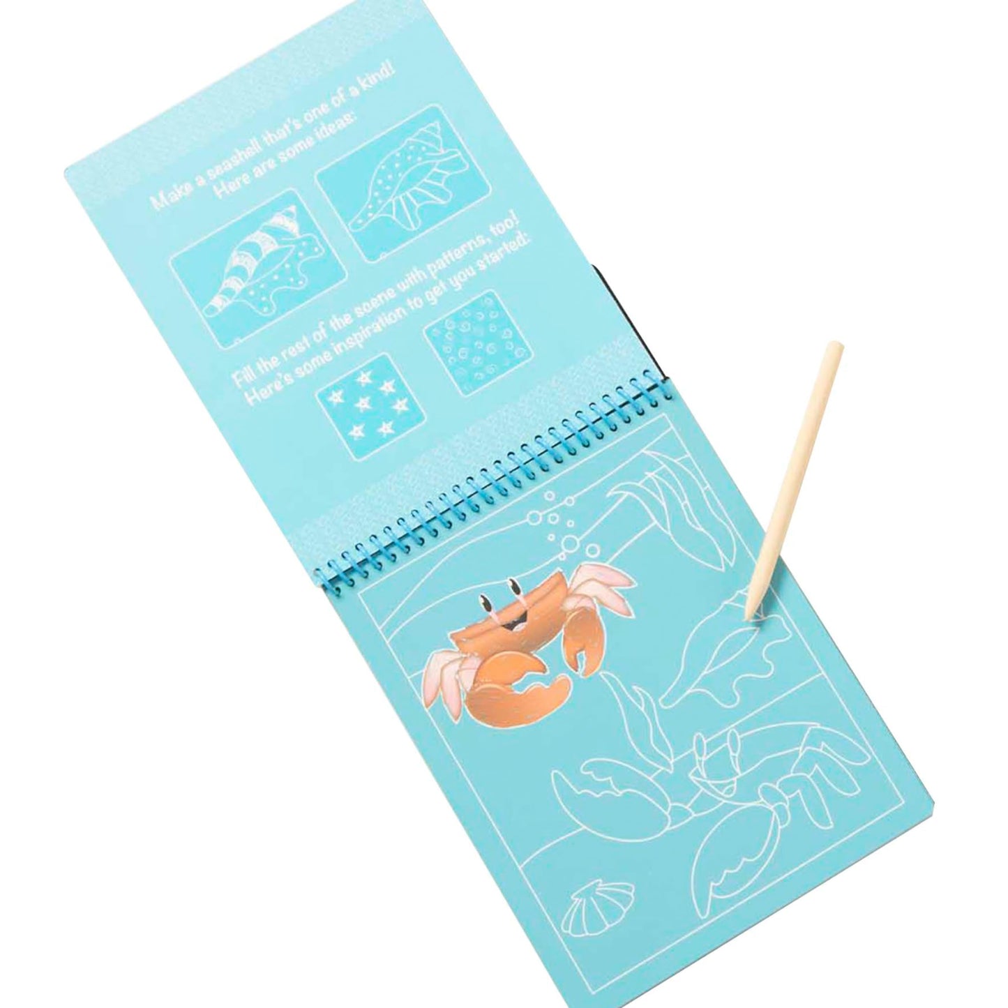 Melissa & Doug On the Go Scratch Art Sea Life — 12-Page Color-Reveal Pad (FSC-Certified)