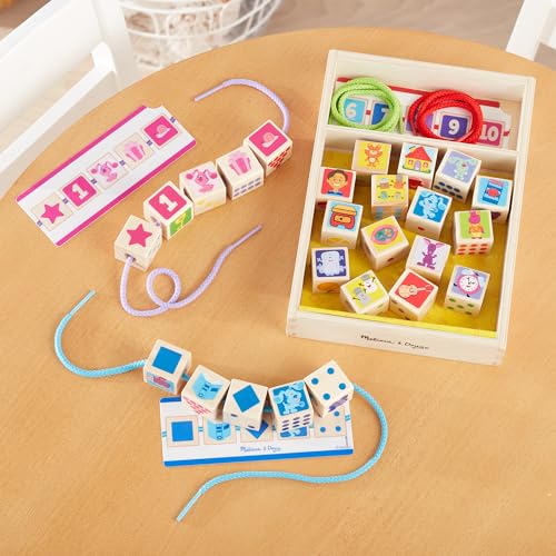 Melissa & Doug Blue's Clues & You! Wooden Lacing Beads – 25 Beads, 4 Cords | FSC Certified