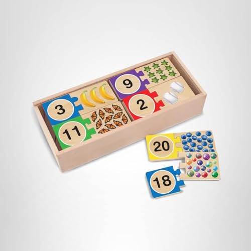 Melissa & Doug Self-Correcting Wooden Number Puzzles – 40 Pieces with Storage Box