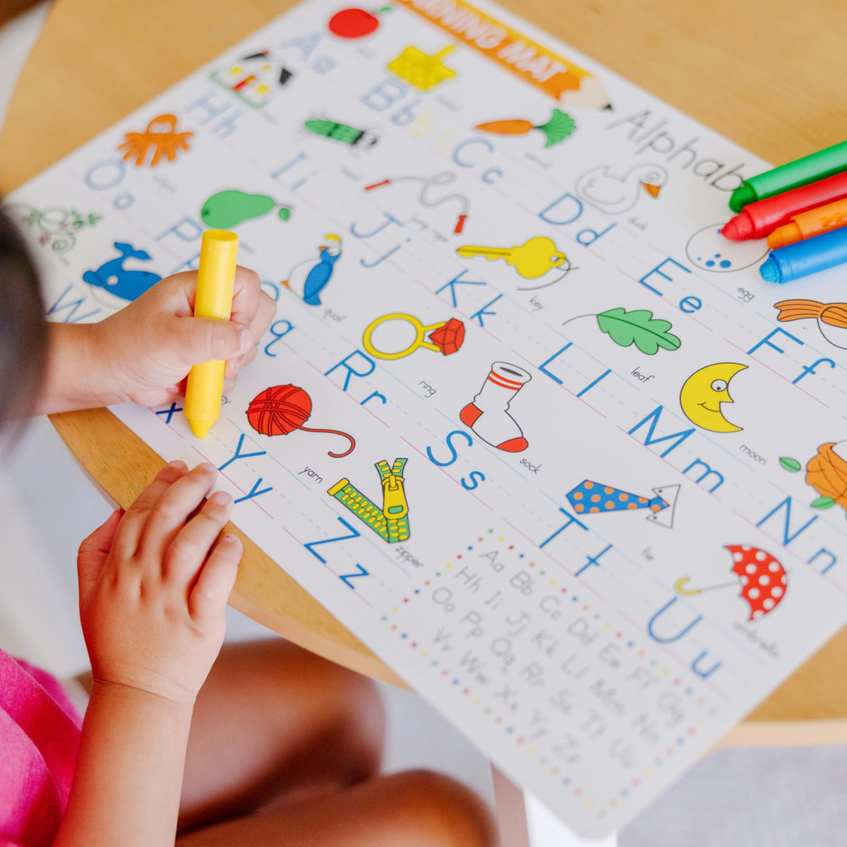 Melissa & Doug Learning Mat Crayons – 5 Colors for Reusable Art