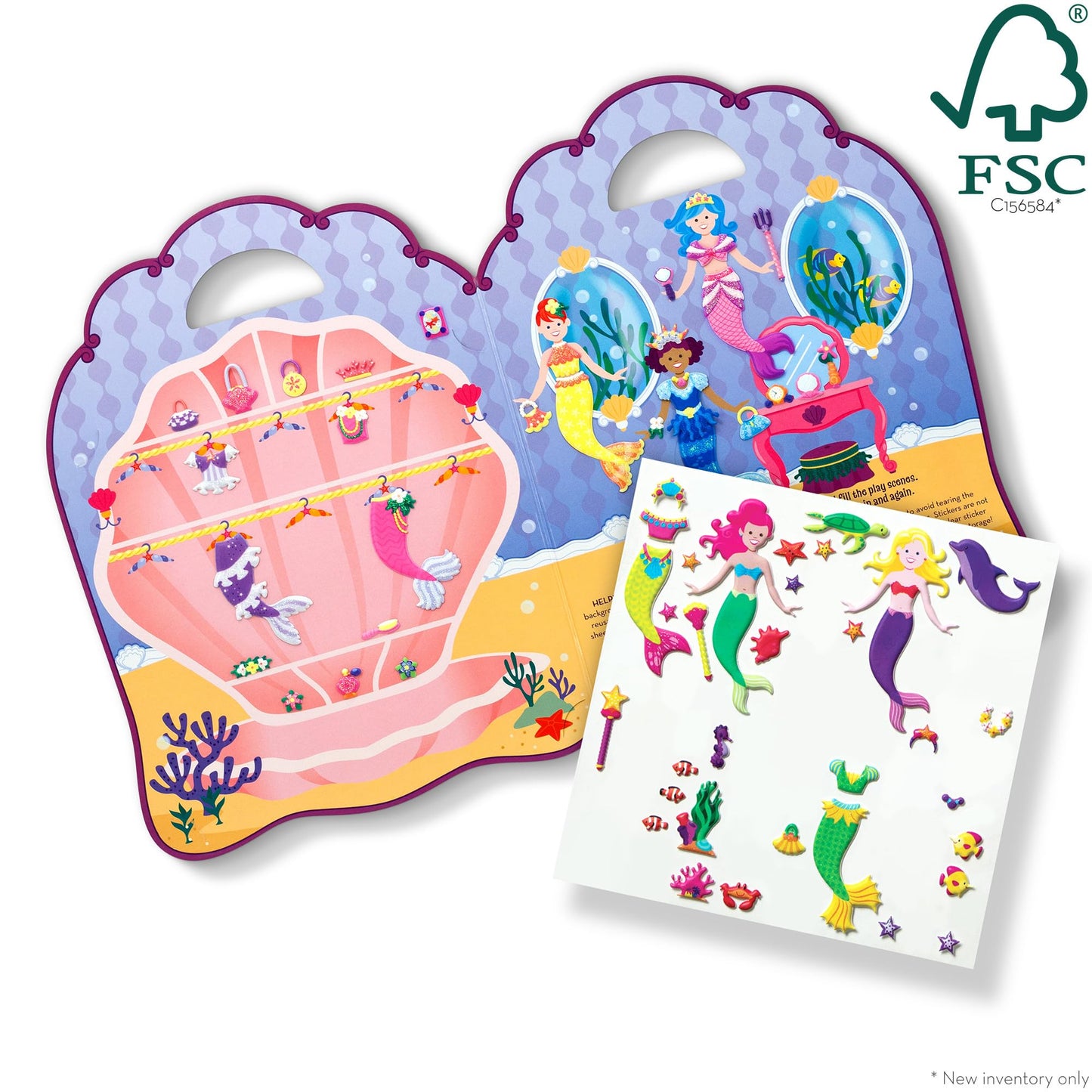 Melissa & Doug Puffy Sticker Play Set – Mermaids, 65 Reusable Stickers, Fold-Out Scenes