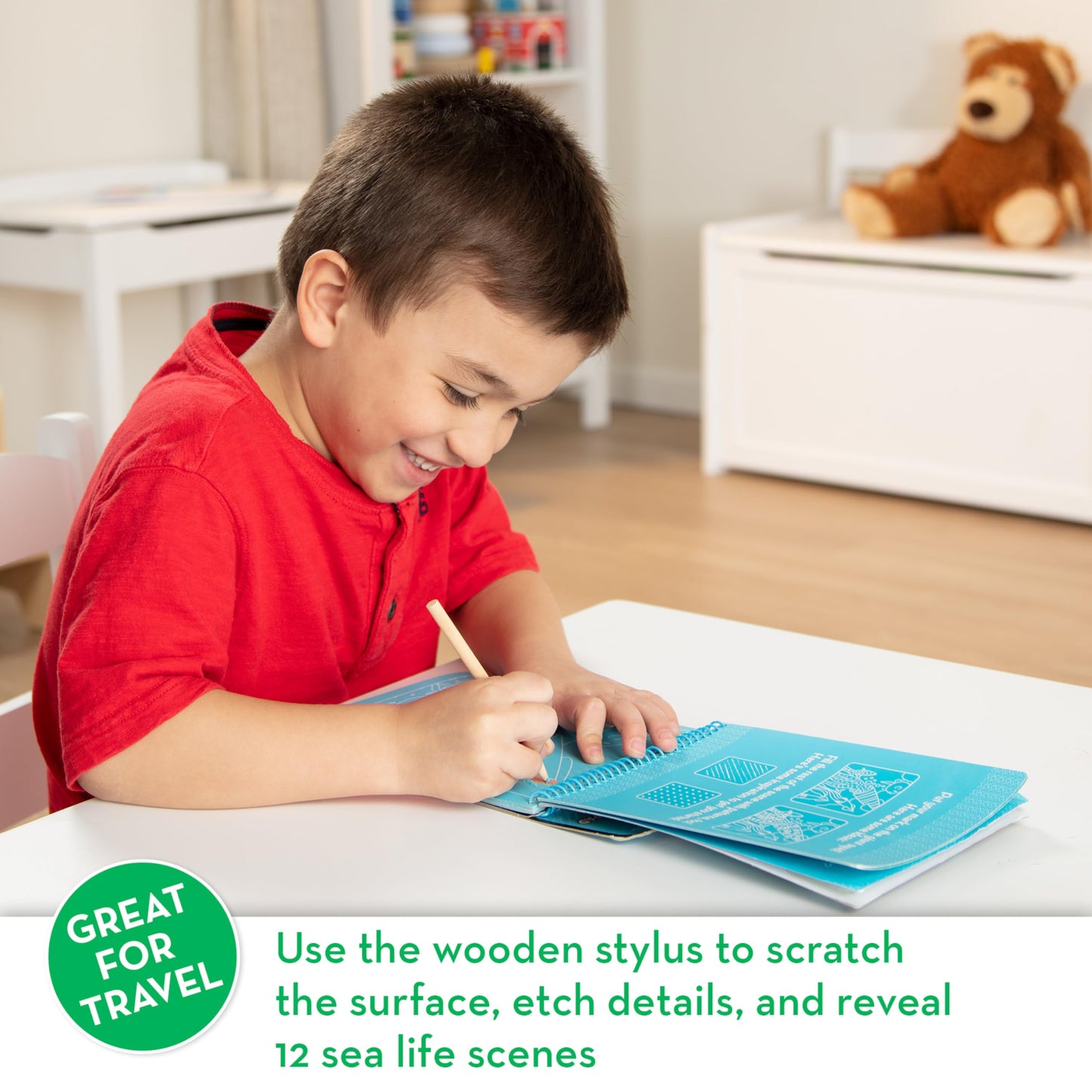 Melissa & Doug On the Go Scratch Art Sea Life — 12-Page Color-Reveal Pad (FSC-Certified)