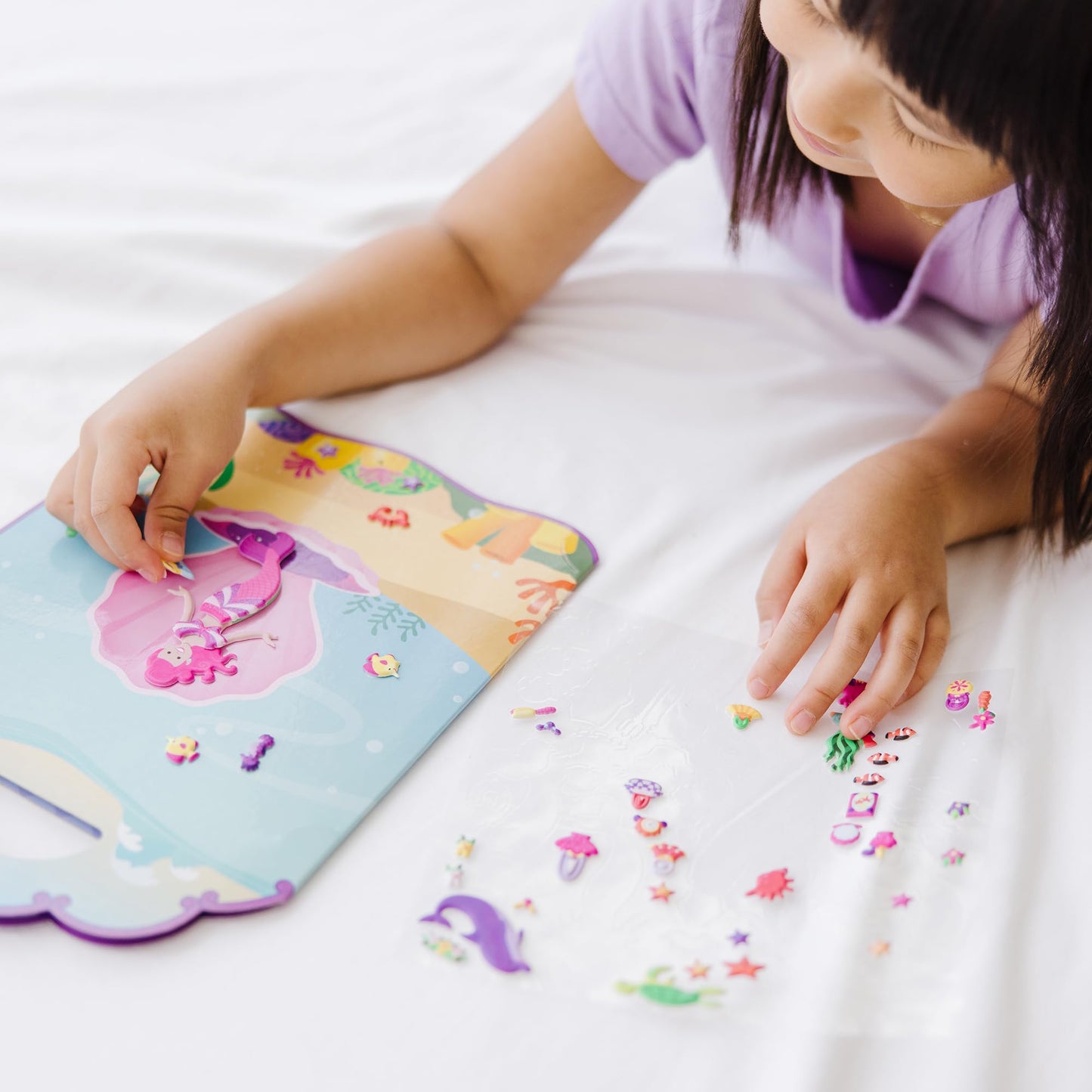 Melissa & Doug Puffy Sticker Play Set – Mermaids, 65 Reusable Stickers, Fold-Out Scenes
