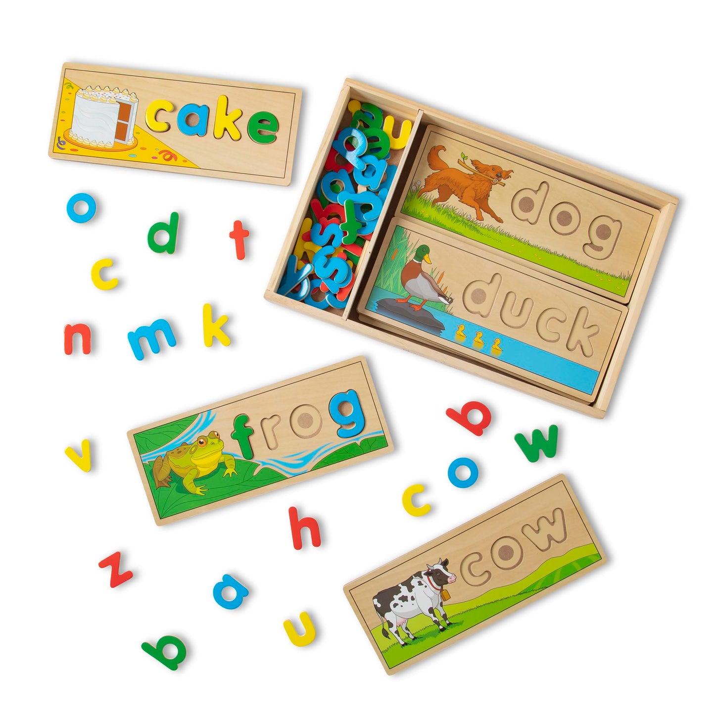 Melissa & Doug See & Spell: Wooden Spelling Boards with 64 Letters