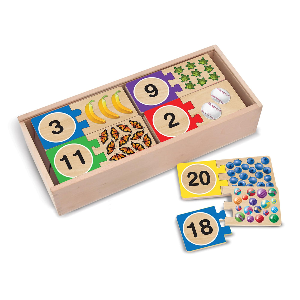 Melissa & Doug Self-Correcting Wooden Number Puzzles – 40 Pieces with Storage Box
