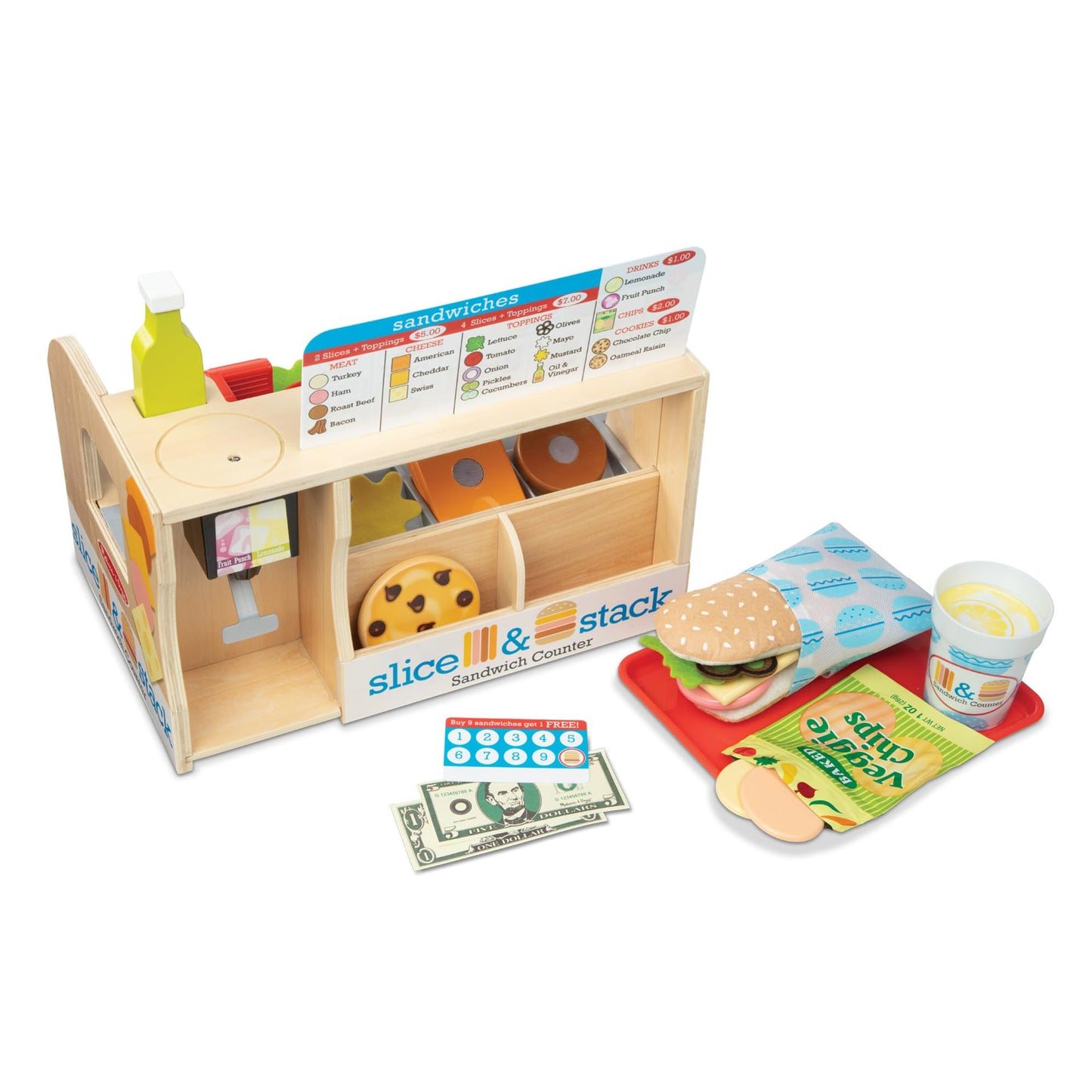 Melissa & Doug Slice-Stack-Serve Wooden Sandwich Counter | Pretend Play Kitchen