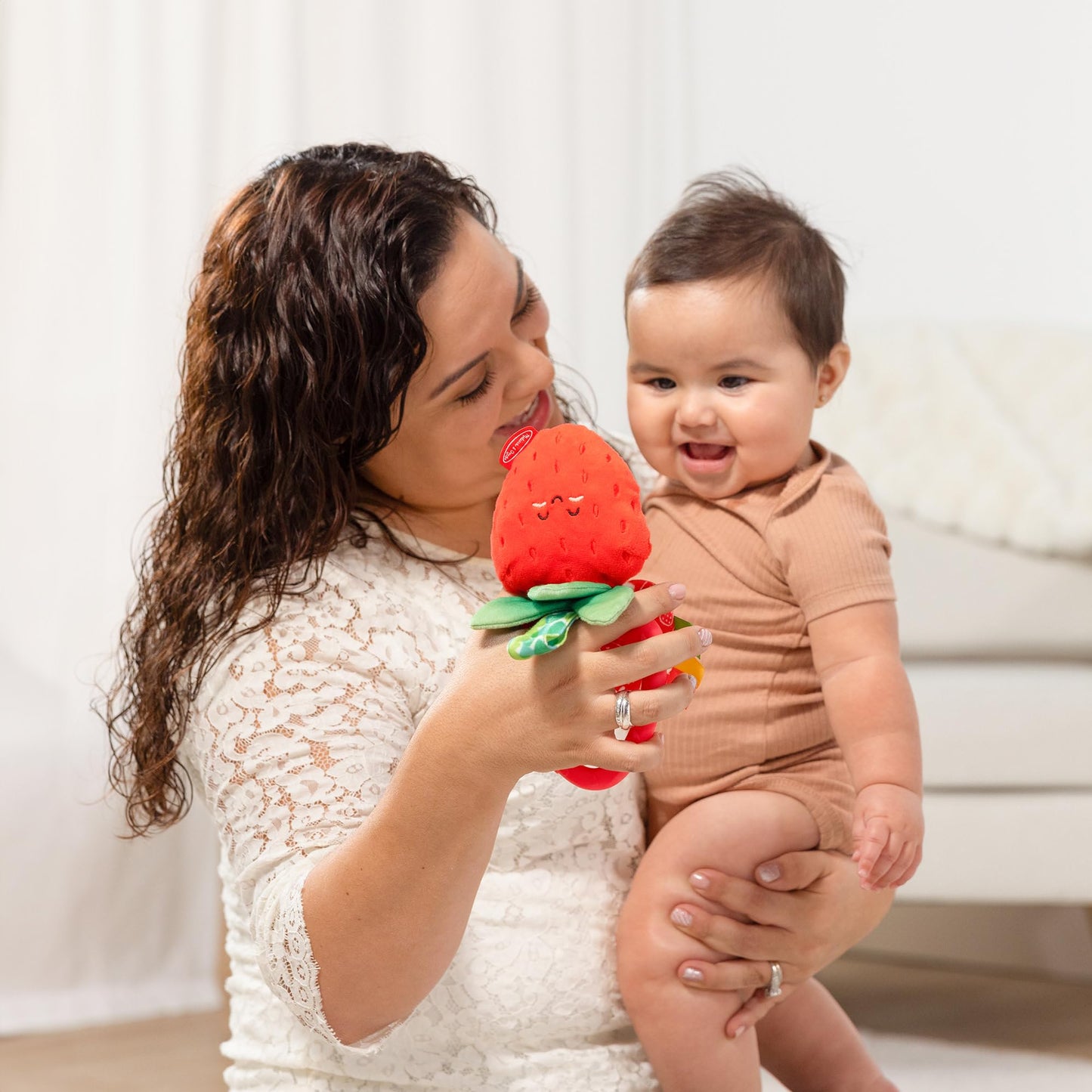 Melissa & Doug Peek-a-Boo Berry Take-Along Toy with Teether | Clip-On Stroller Toy for Babies 12m+