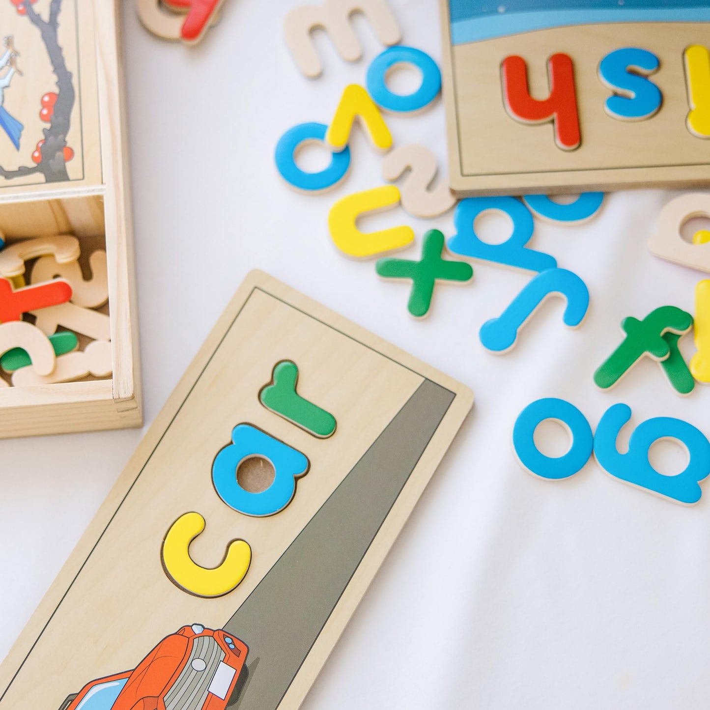 Melissa & Doug See & Spell: Wooden Spelling Boards with 64 Letters