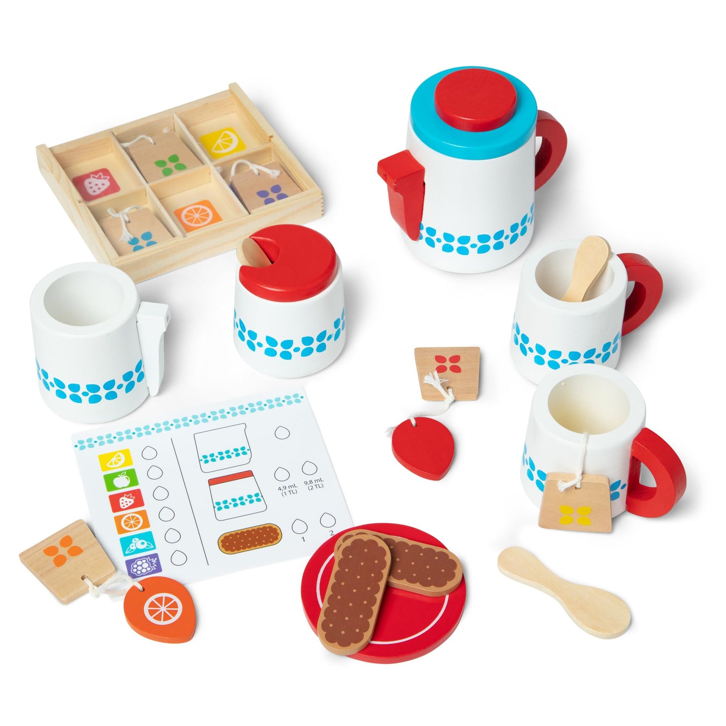 Melissa & Doug 20-Piece Steep and Serve Wooden Tea Set – Pretend Play