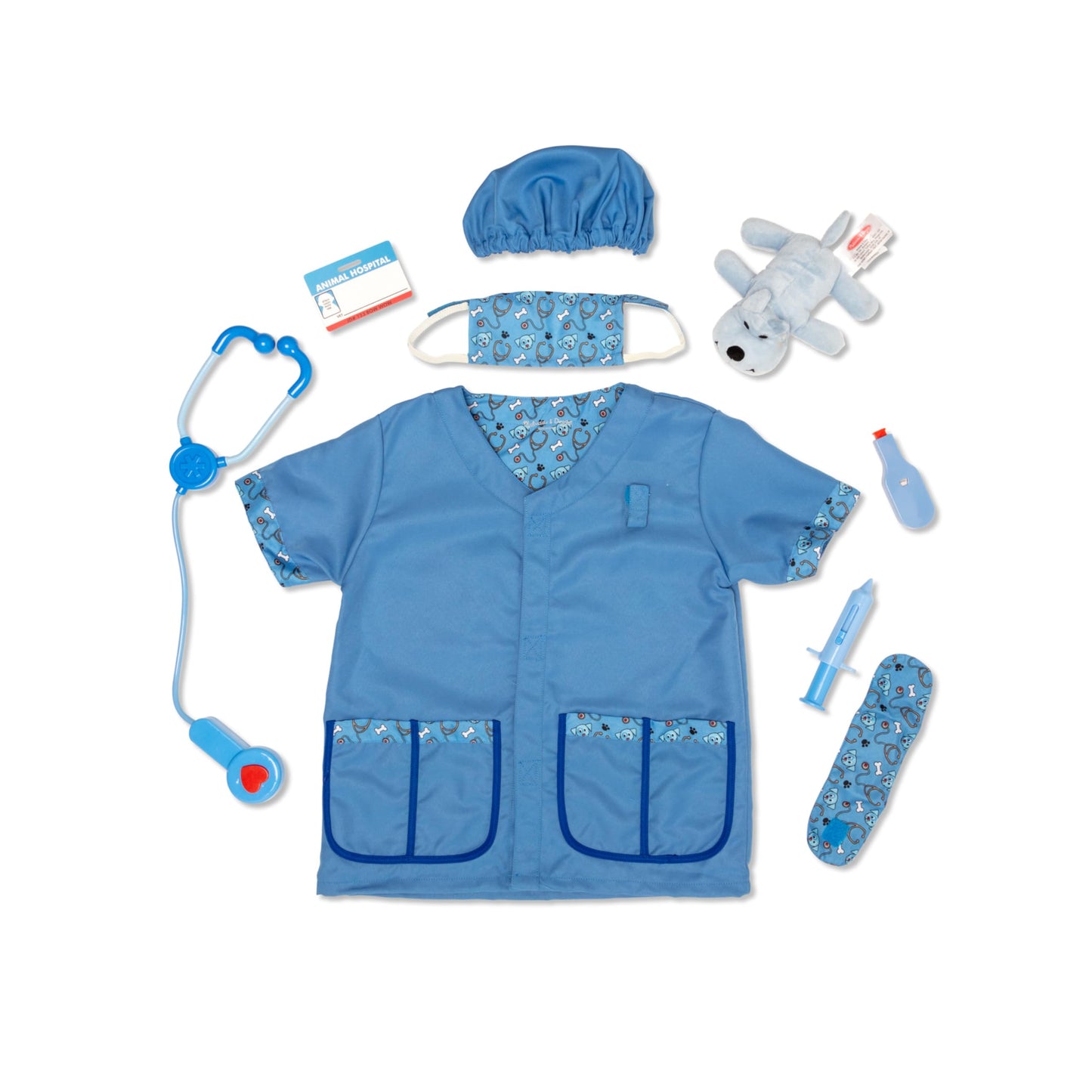 Melissa & Doug Veterinarian Role Play Costume Set for Kids 3+ | Plush Puppy & Stethoscope