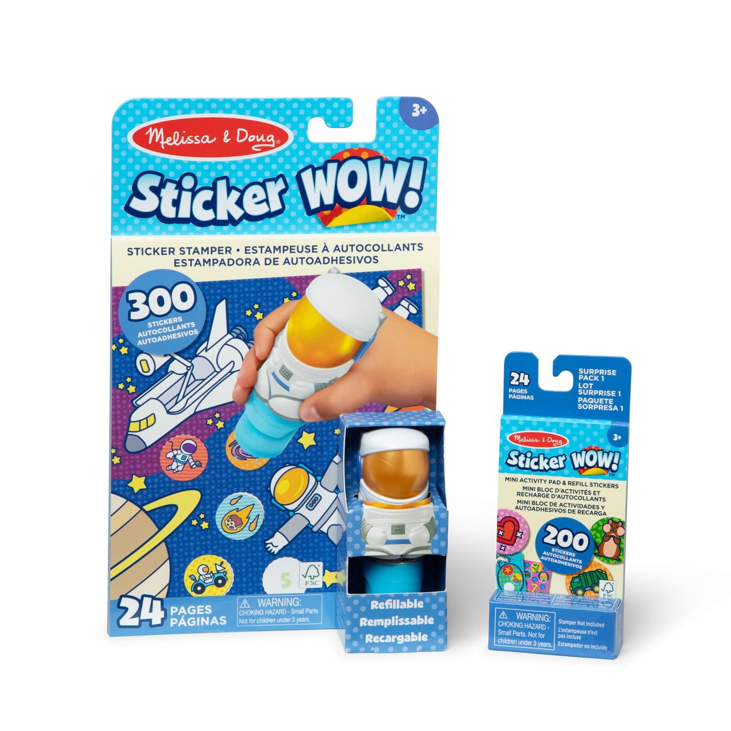 Melissa & Doug Sticker WOW! Astronaut Bundle – 24-Page Activity Pad, Stamper, 500 Stickers (Ages 3+)