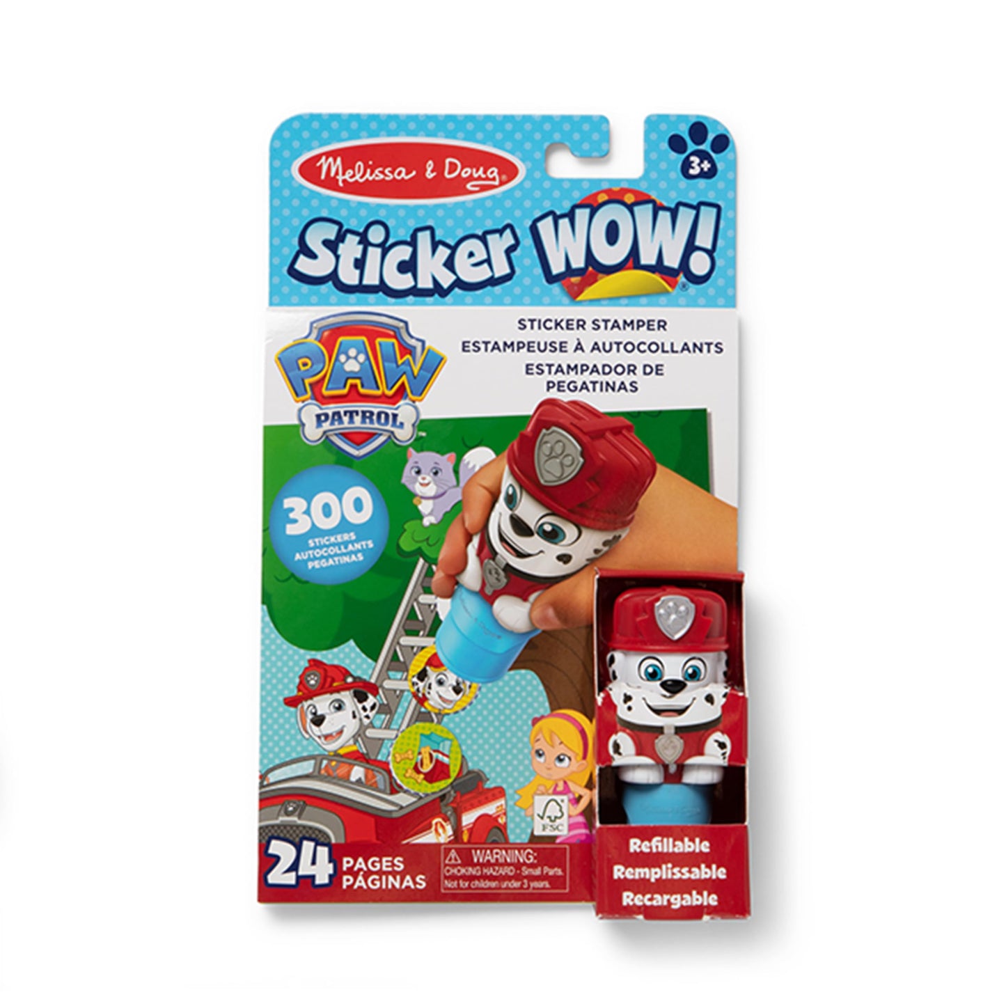 Melissa & Doug Sticker WOW! PAW Patrol Marshall – 24-Page Pad + 300 Sticker Stamper, FSC Certified