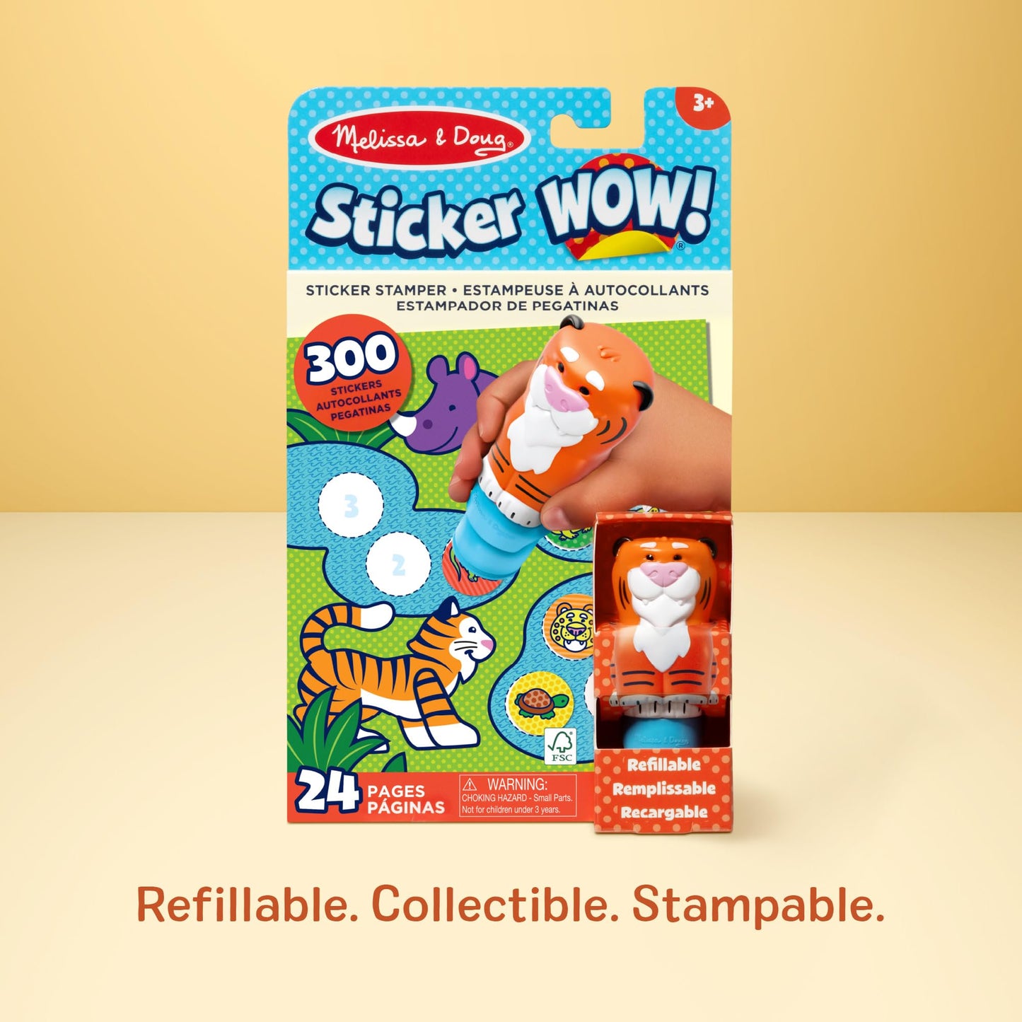 Melissa & Doug Sticker WOW! Tiger Stamper – 24-Page Pad, 300 Stickers, FSC Certified, Ages 3+
