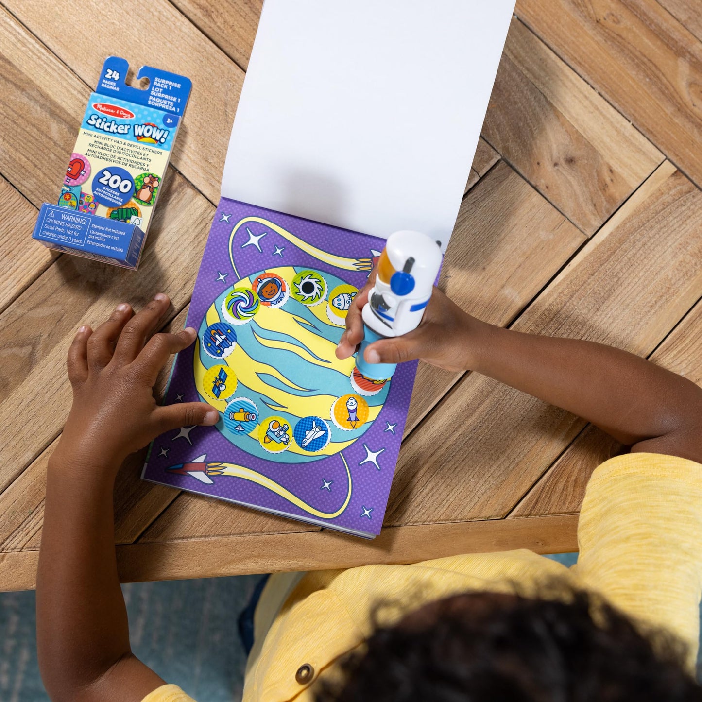 Melissa & Doug Sticker WOW! Astronaut Bundle – 24-Page Activity Pad, Stamper, 500 Stickers (Ages 3+)