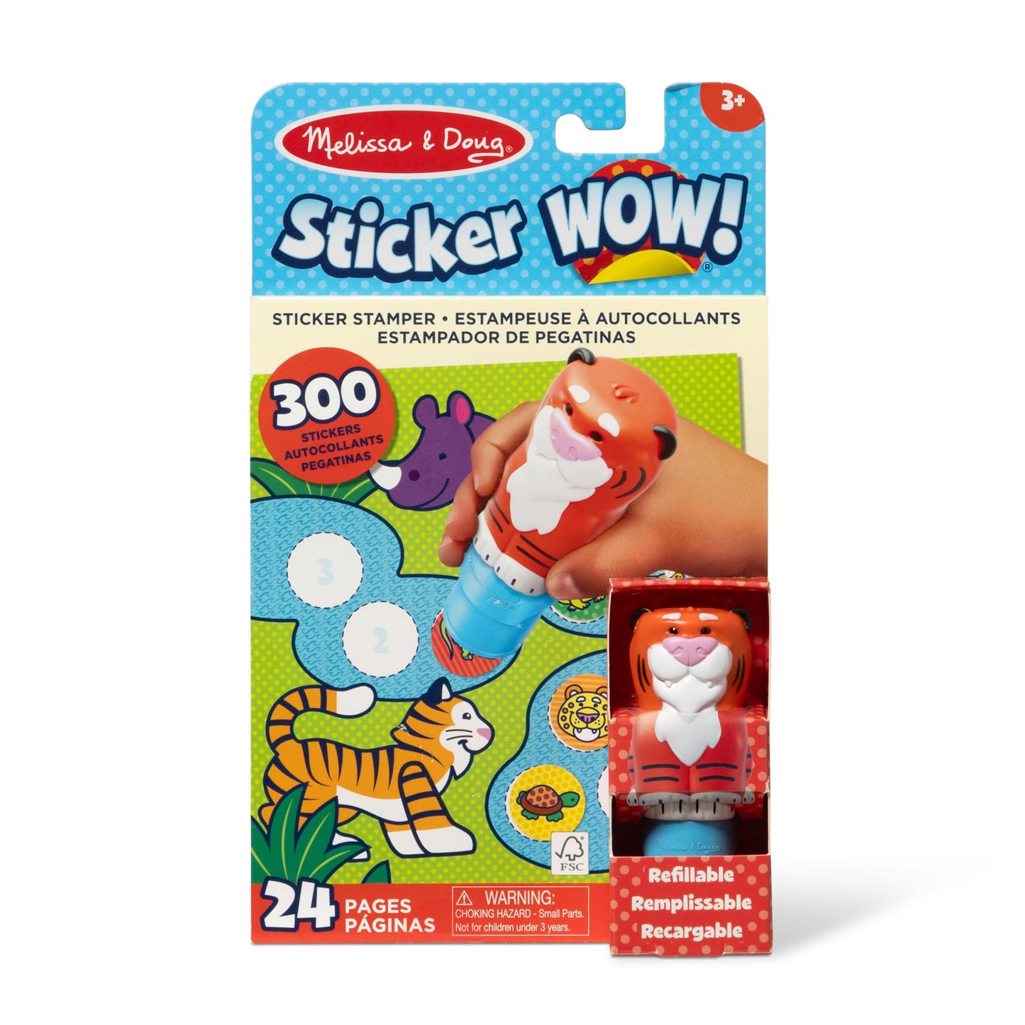 Melissa & Doug Sticker WOW! Tiger Stamper – 24-Page Pad, 300 Stickers, FSC Certified, Ages 3+