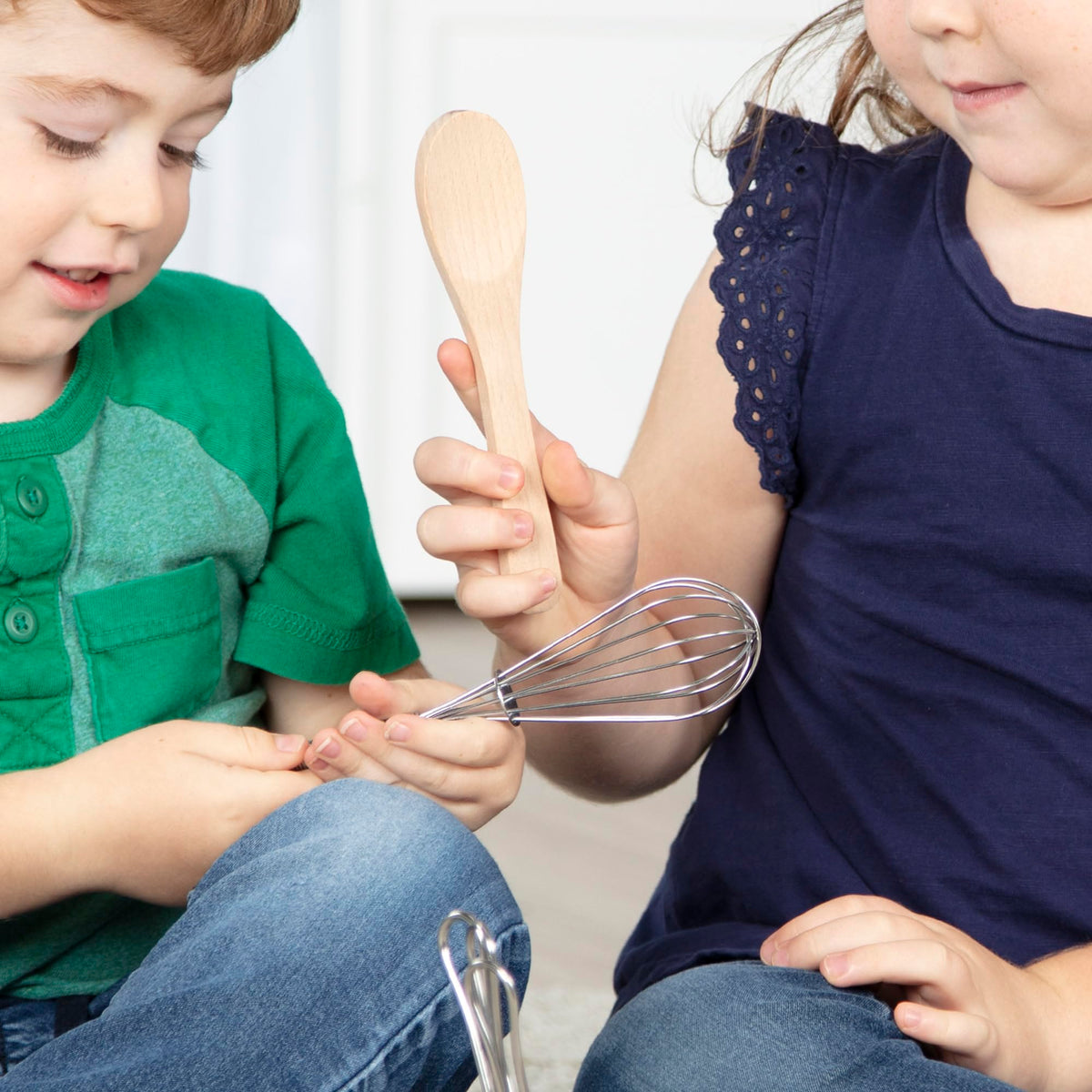 Melissa & Doug Stir & Serve 7-Piece Utensils Set — Stainless Steel & Wood