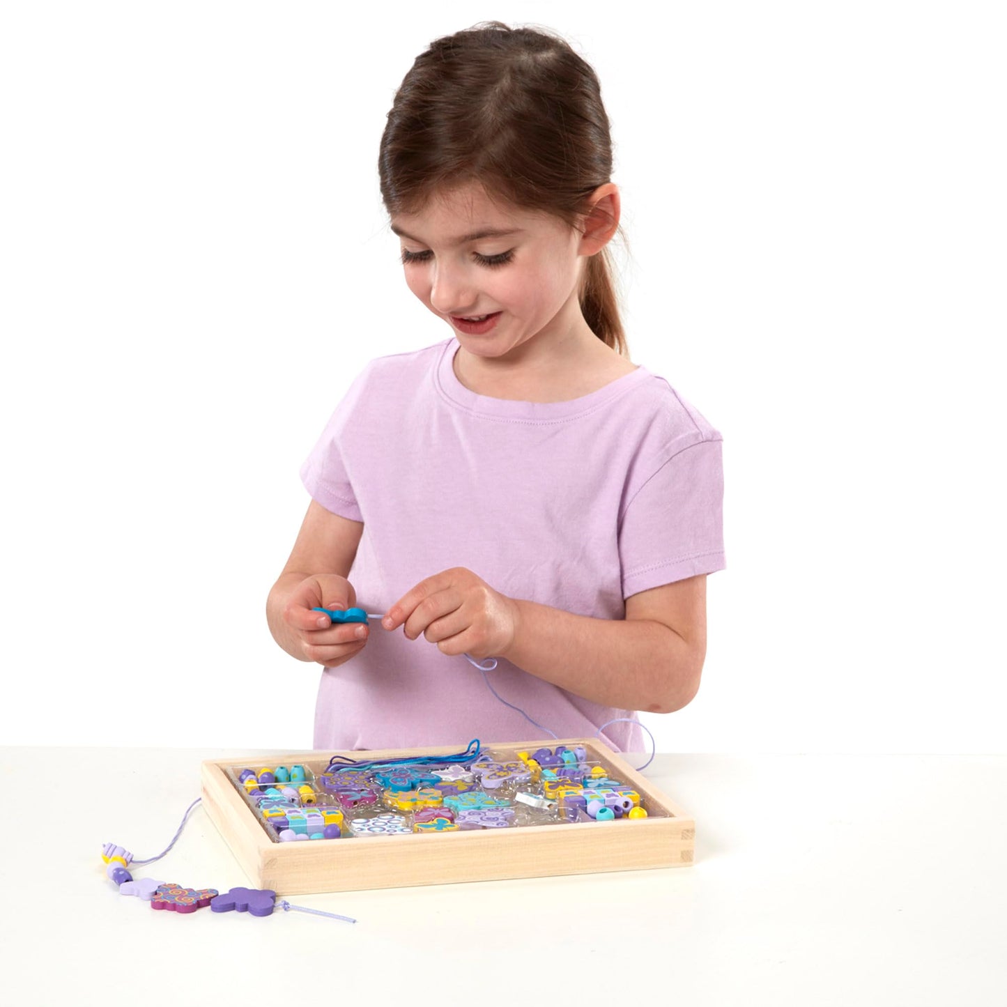 Melissa & Doug Created by Me! Butterfly Beads Wooden Bead Kit, 150+ Beads for Jewelry-Making