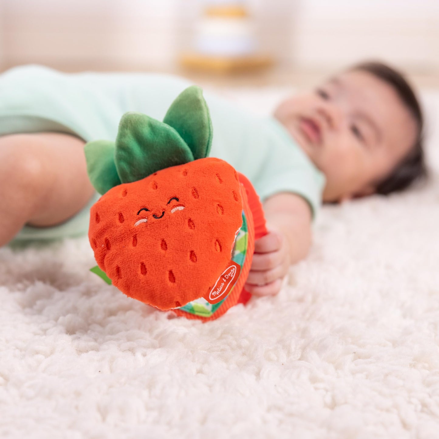 Melissa & Doug Peek-a-Boo Berry Take-Along Toy with Teether | Clip-On Stroller Toy for Babies 12m+
