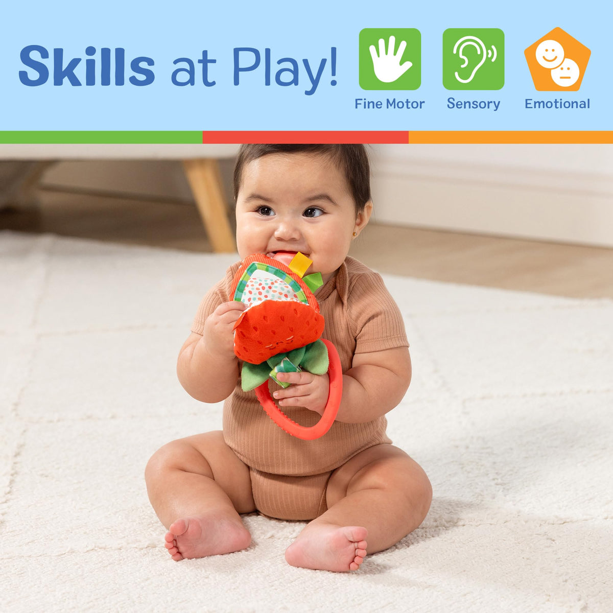 Melissa & Doug Peek-a-Boo Berry Take-Along Toy with Teether | Clip-On Stroller Toy for Babies 12m+